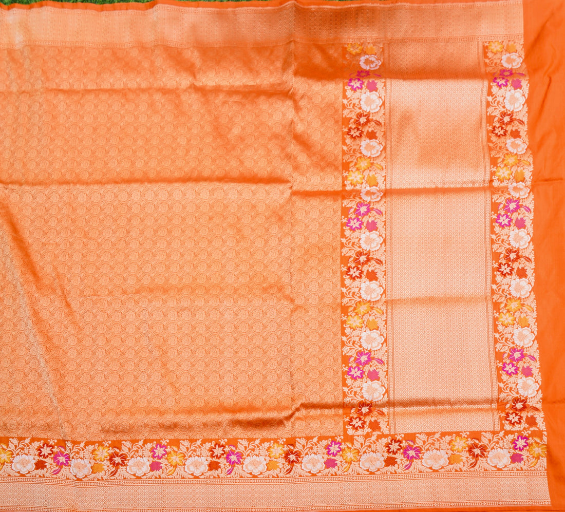 Pure Katan Silk Alfi Tanchoi Banarasi Saree in Peach Orange