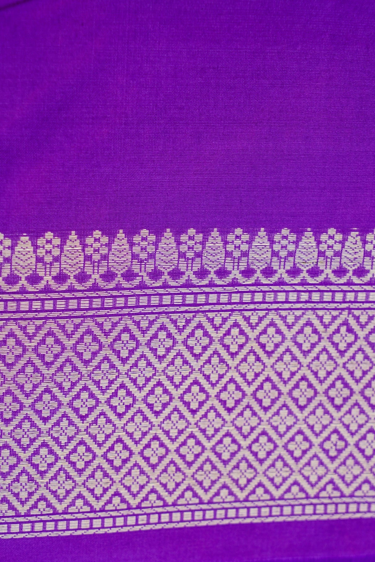 Pure Katan Silk Alfi Meenakari Phulwar Border Banarasi Saree in Royal Purple