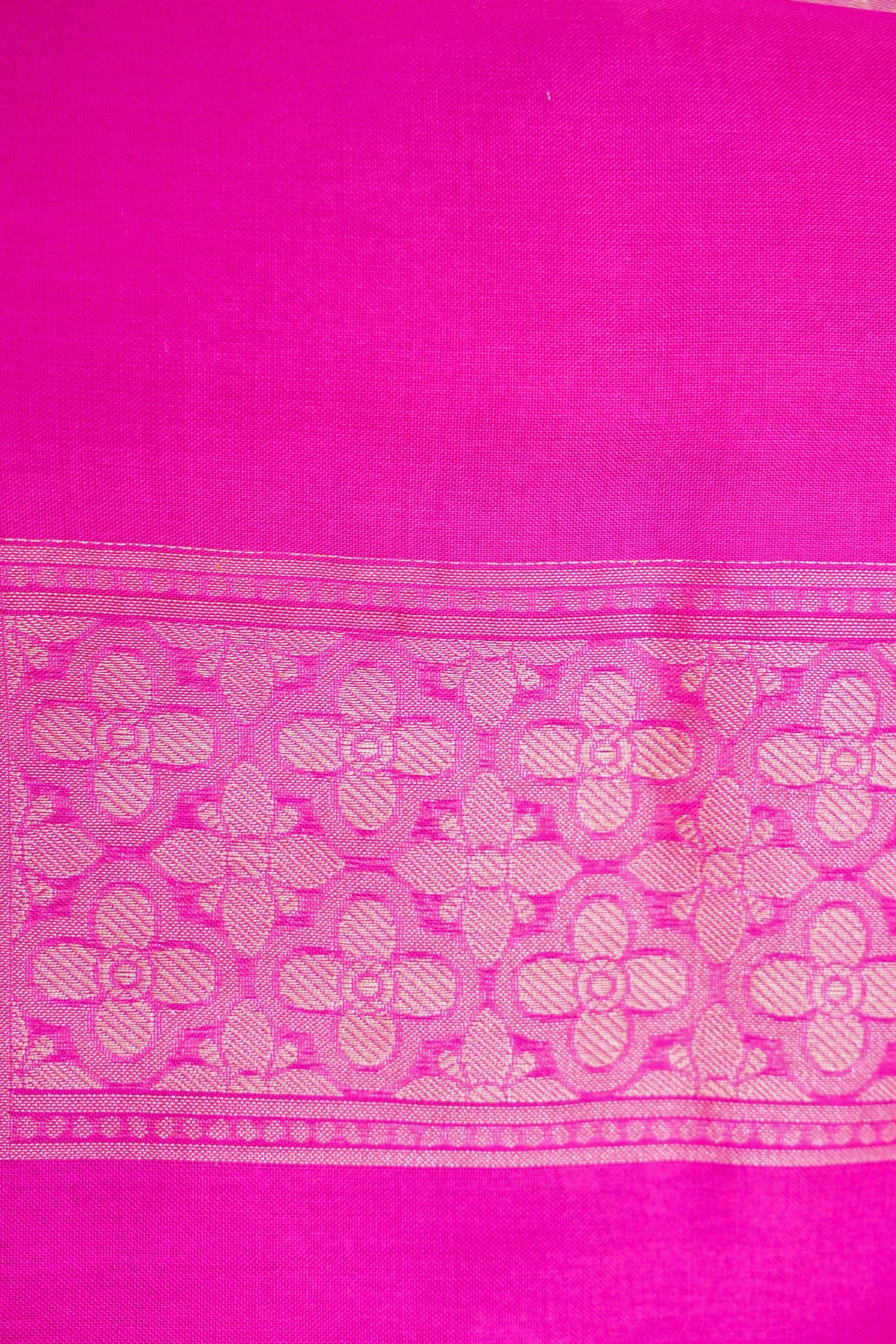 Pure Kora Silk Ektara Jamdani Meenakari Jaal Banarasi Saree in Magenta Pink