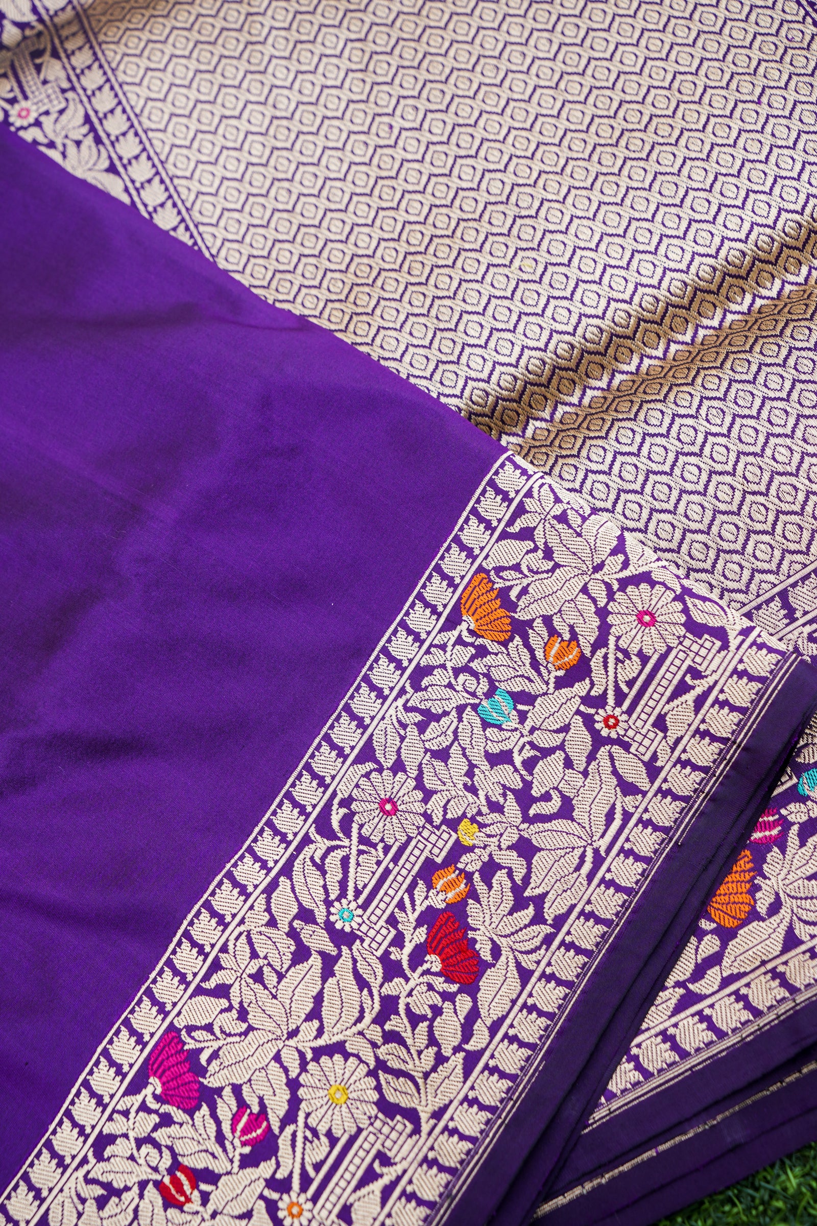 Pure Katan Silk Kadwa Meenakari Banarasi Saree in Royal Purple