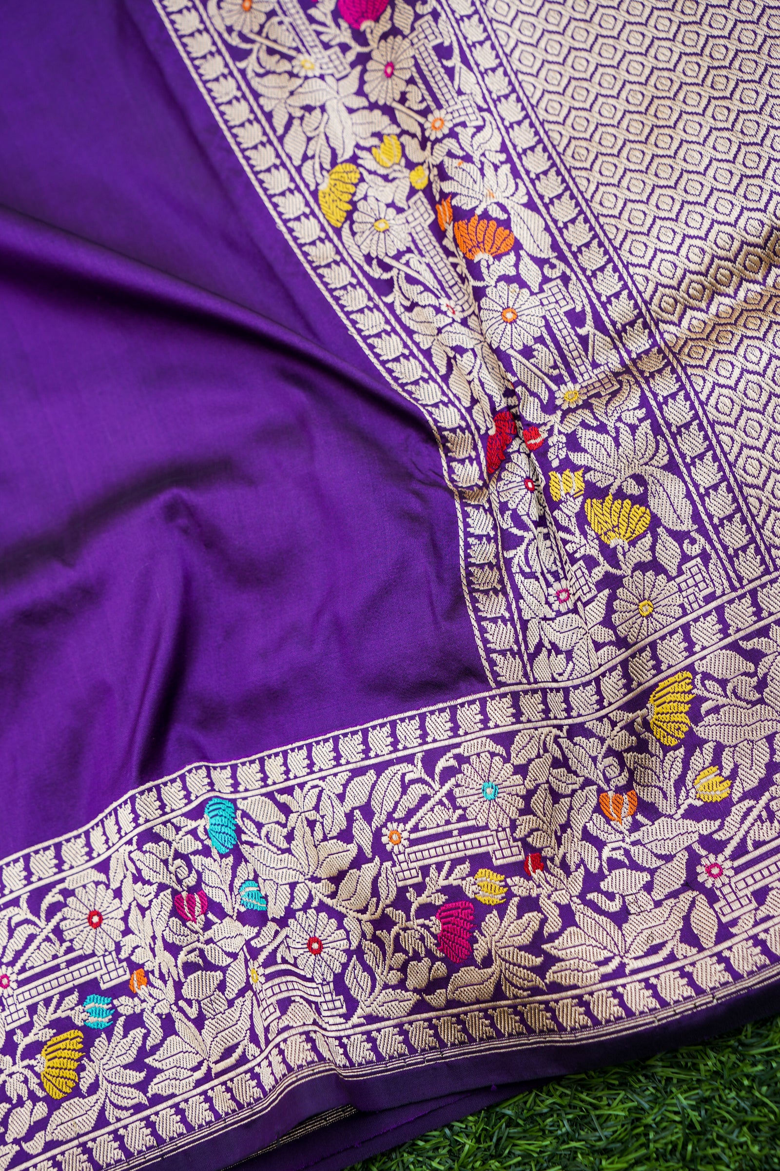 Pure Katan Silk Kadwa Meenakari Banarasi Saree in Royal Purple