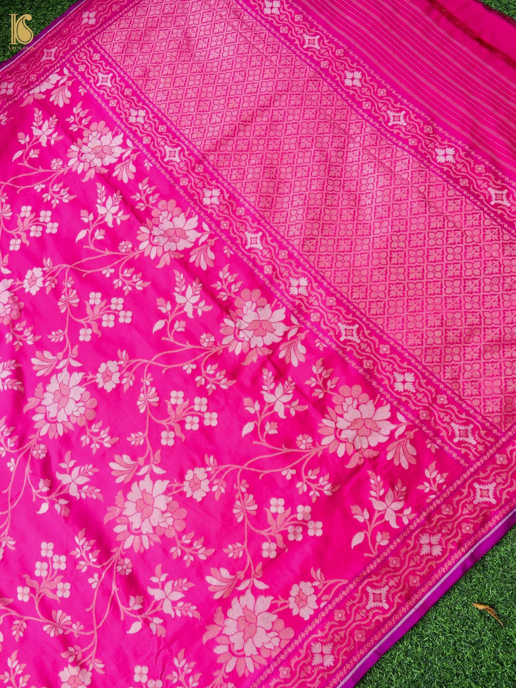 Banarasi Katan Silk Jamdani Saree in Fuchsia Pink
