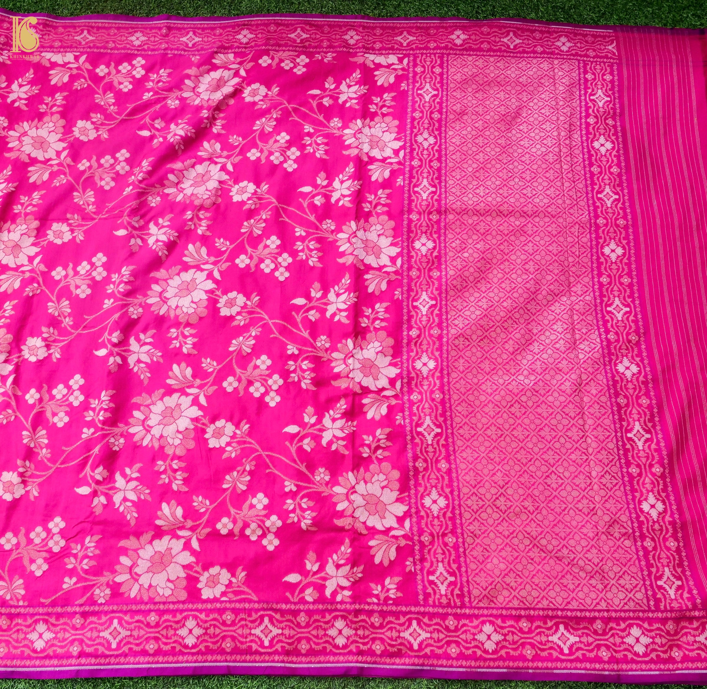 Banarasi Katan Silk Jamdani Saree in Fuchsia Pink