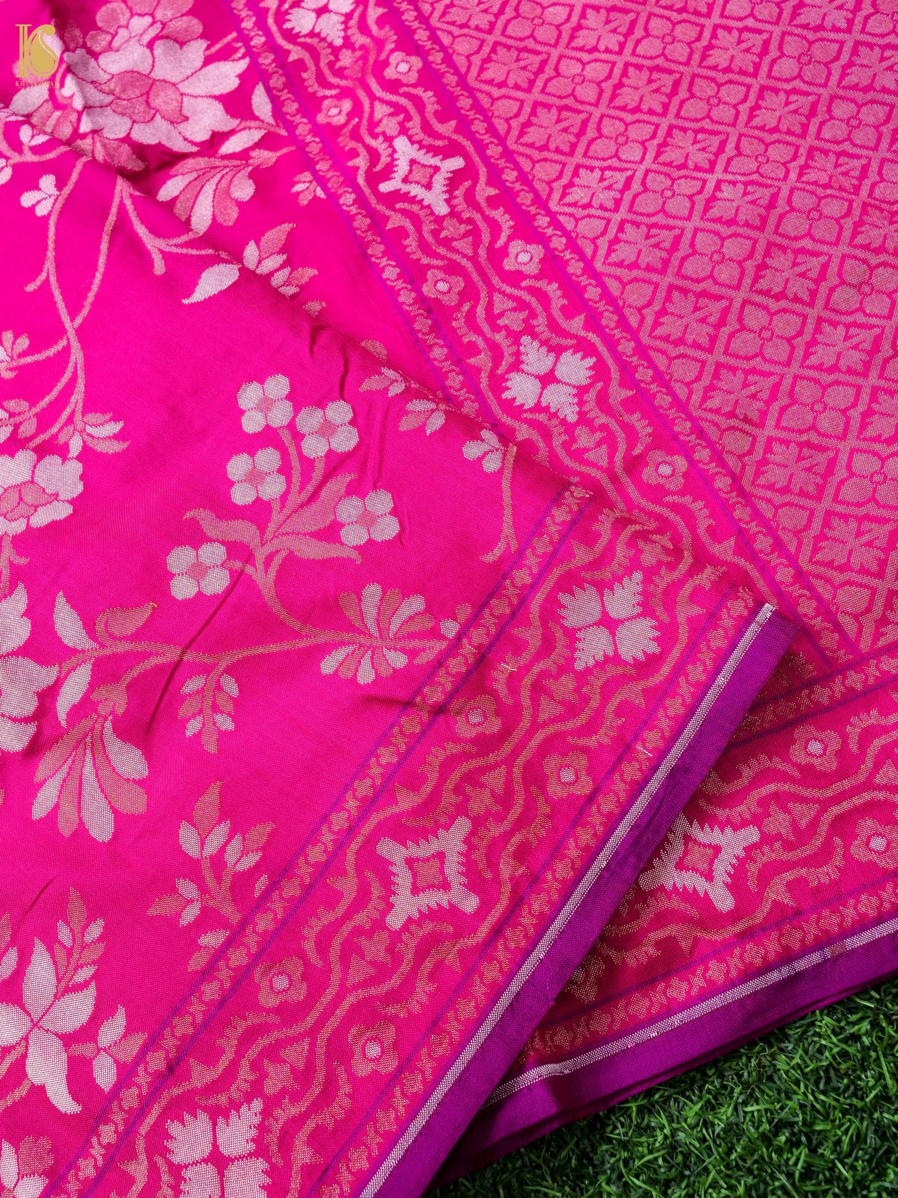 Banarasi Katan Silk Jamdani Saree in Fuchsia Pink