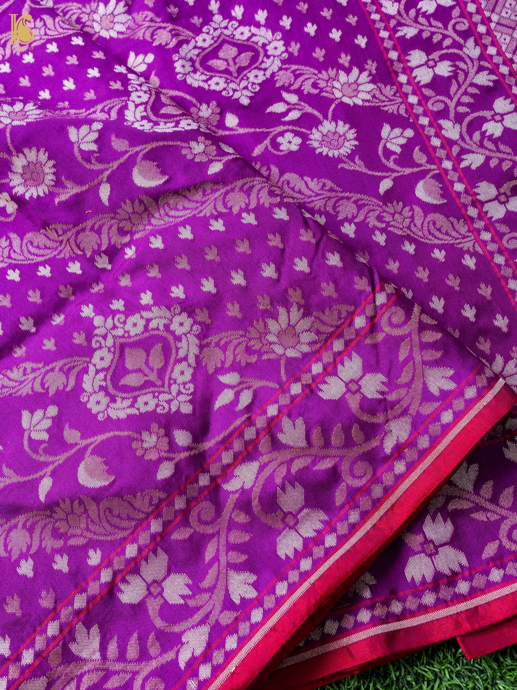Banarasi Katan Silk Jamdani Saree in Royal Purple