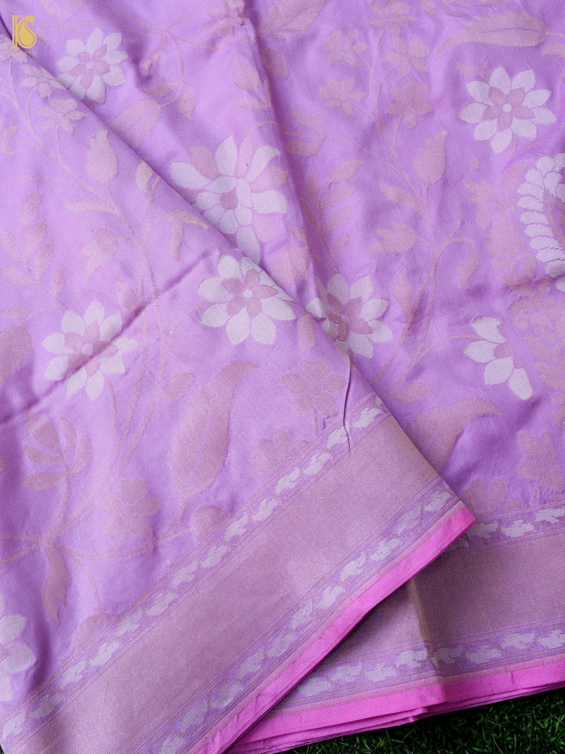 Banarasi Katan Silk Jamdani Saree in Lavender Mist