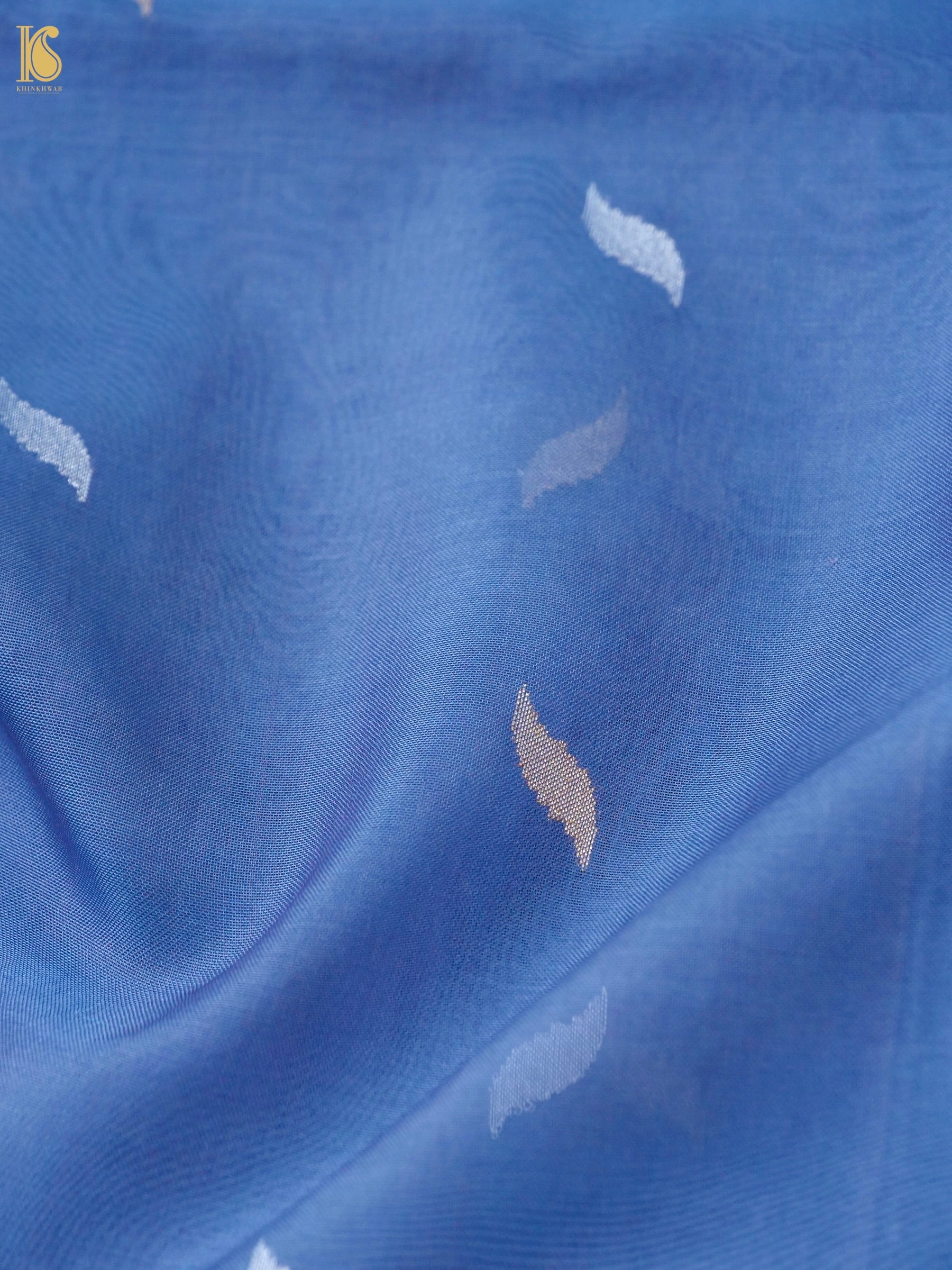 Banarasi Kora Silk Ektara Jamdani Saree in Steel Blue
