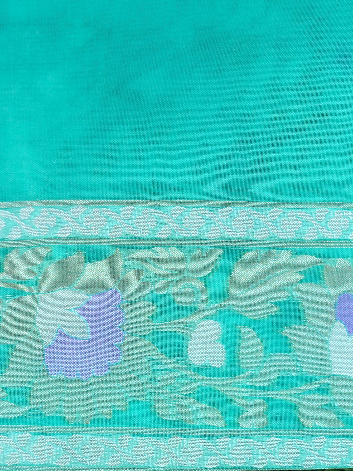 Banarasi Kora Silk Jamdani Saree in Sea Green