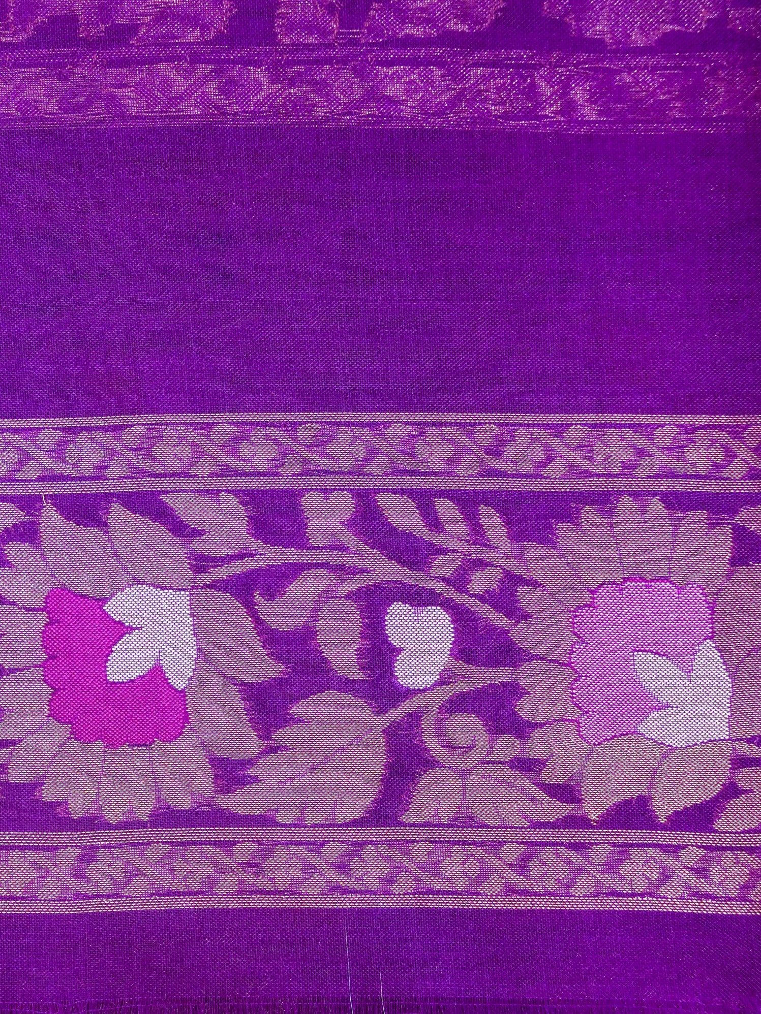 Banarasi Kora Silk Jamdani Saree in Magenta Purple