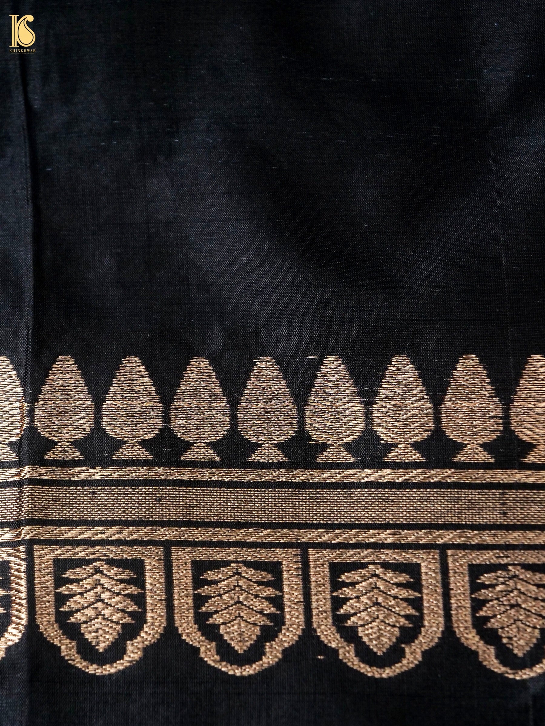 Banarasi Katan Silk Kurta Fabric with Salwar in Jet Black