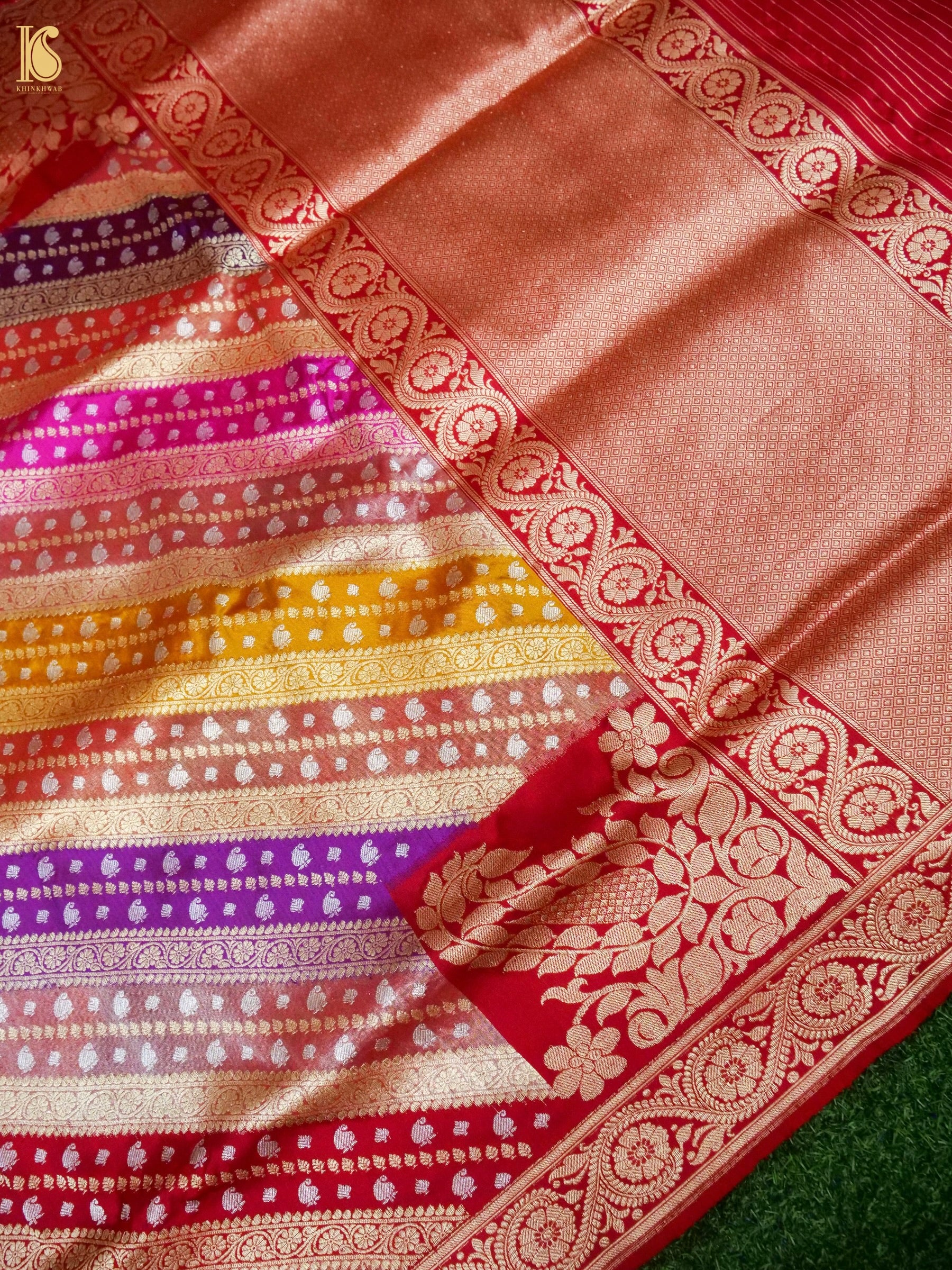 Banarasi Katan Silk Rangkat Handwoven Saree in Multicolour