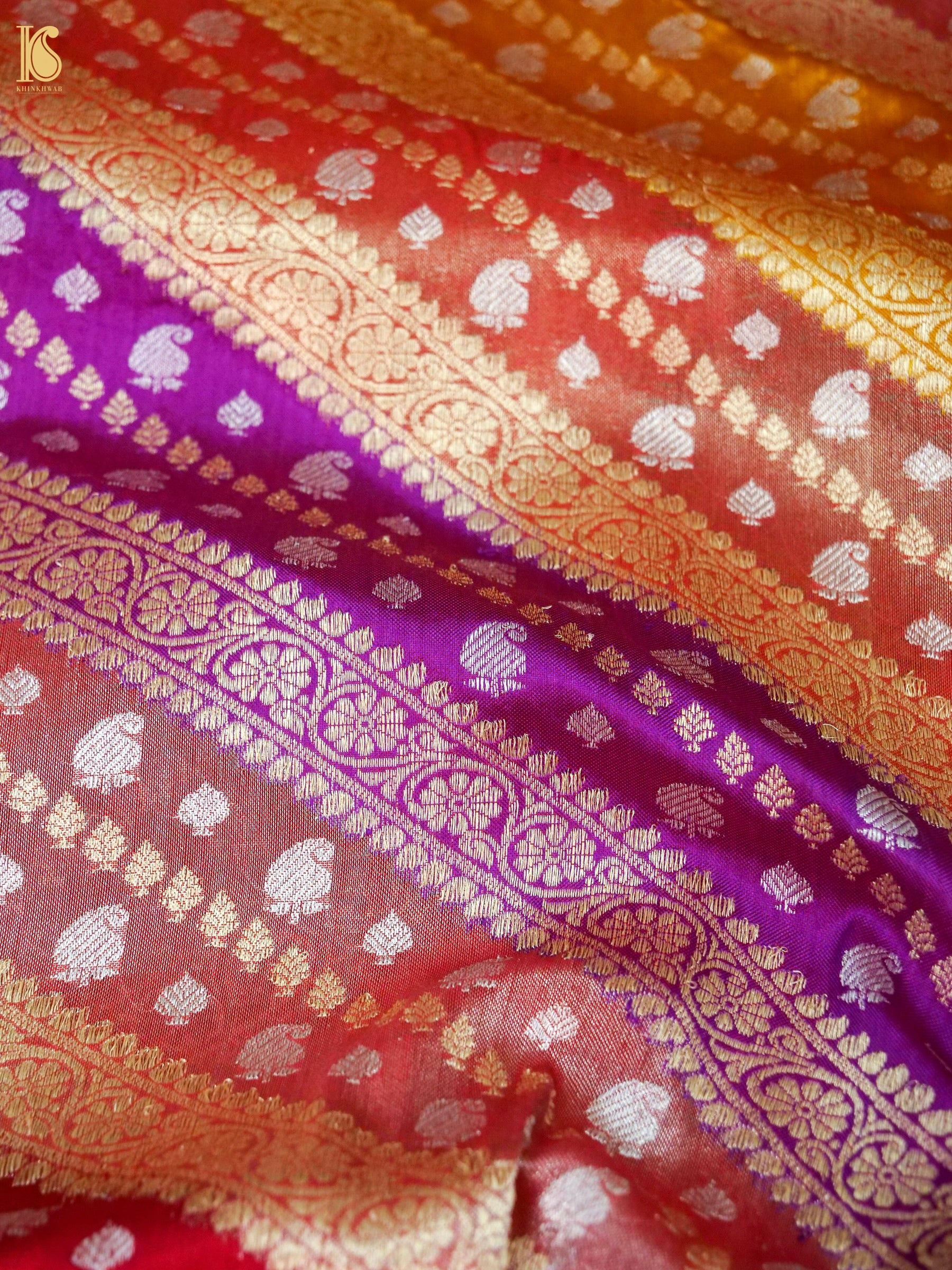 Banarasi Katan Silk Rangkat Handwoven Saree in Multicolour