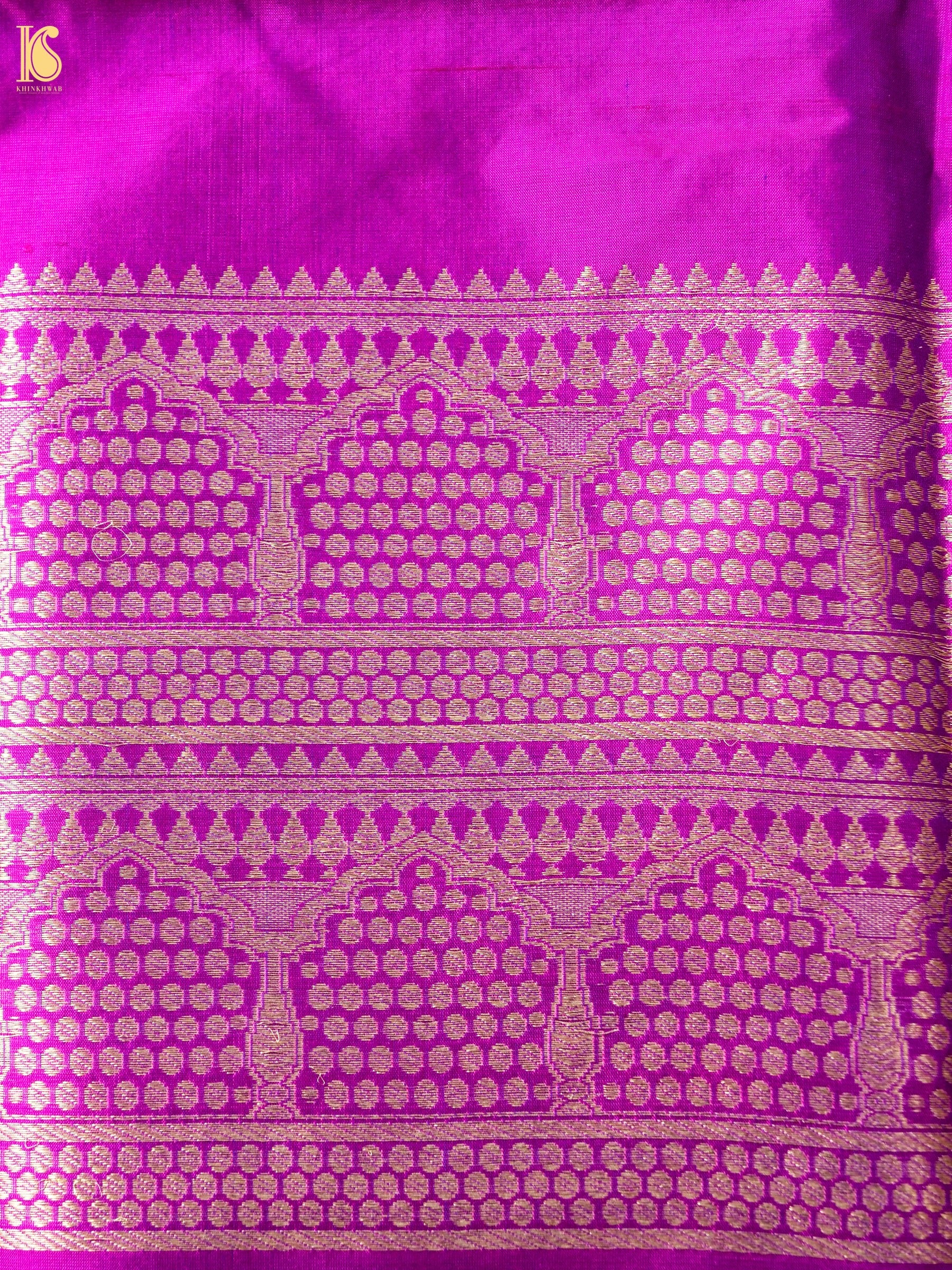 Banarasi Katan Silk Kurta Fabric with Salwar in Magenta