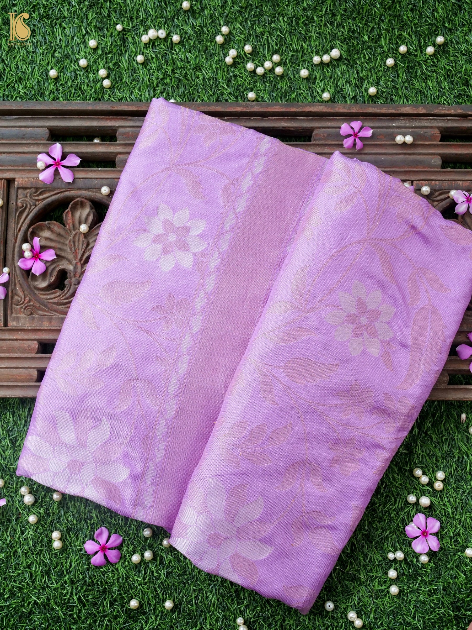 Banarasi Katan Silk Jamdani Saree in Lavender Mist
