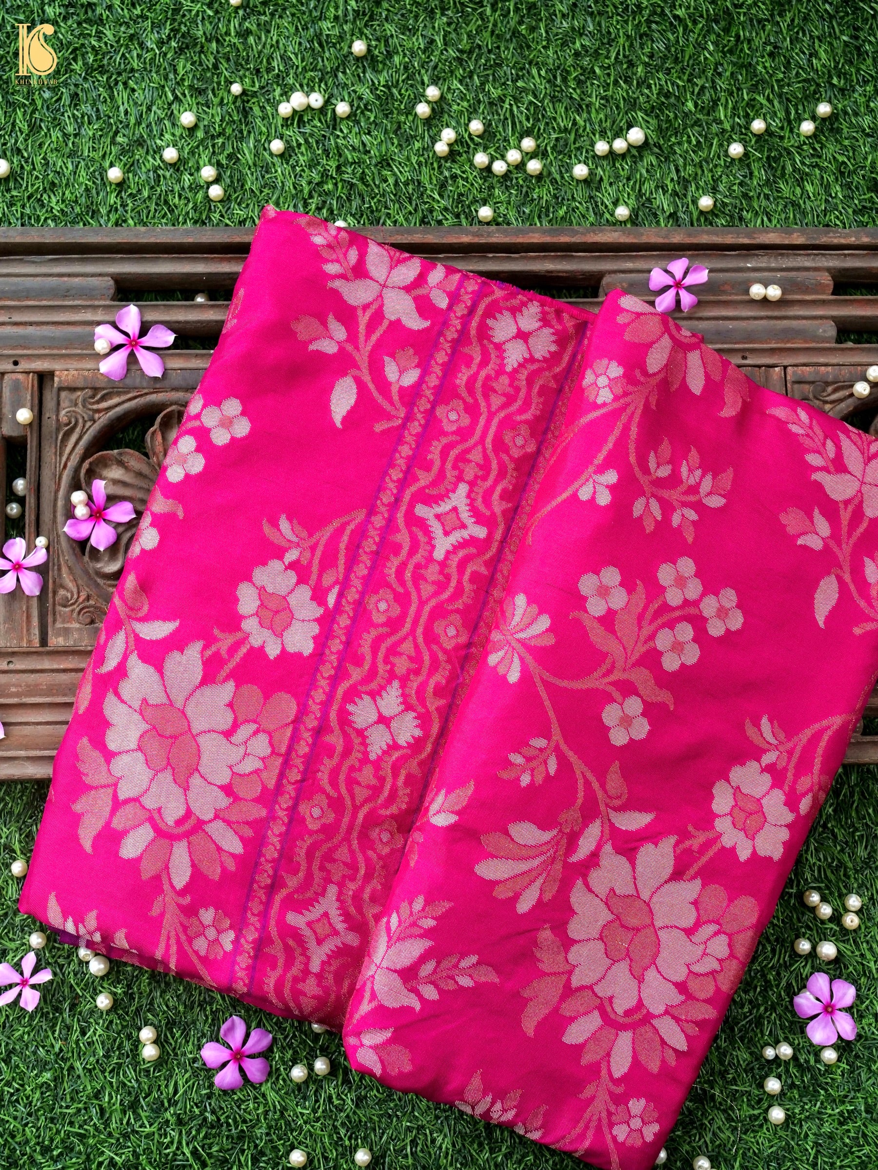Banarasi Katan Silk Jamdani Saree in Fuchsia Pink