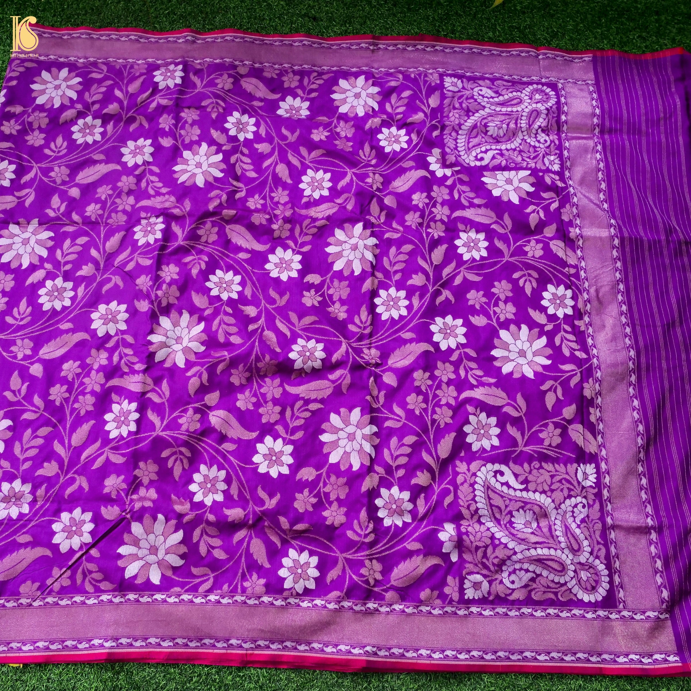 Banarasi Katan Silk Jamdani Saree in Violet Purple