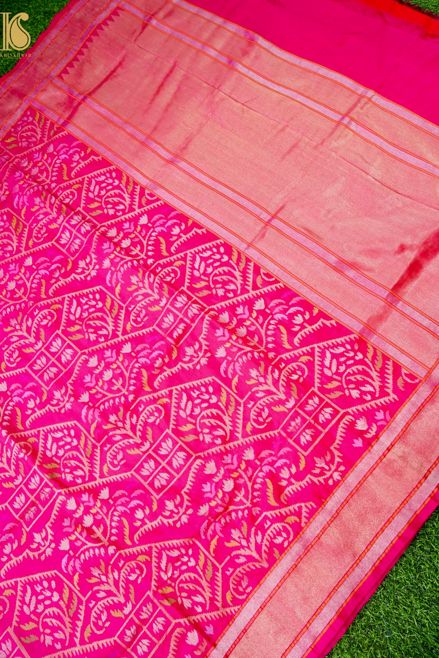 Handloom Banarasi Silk Real Silver Zari Jamdani Saree