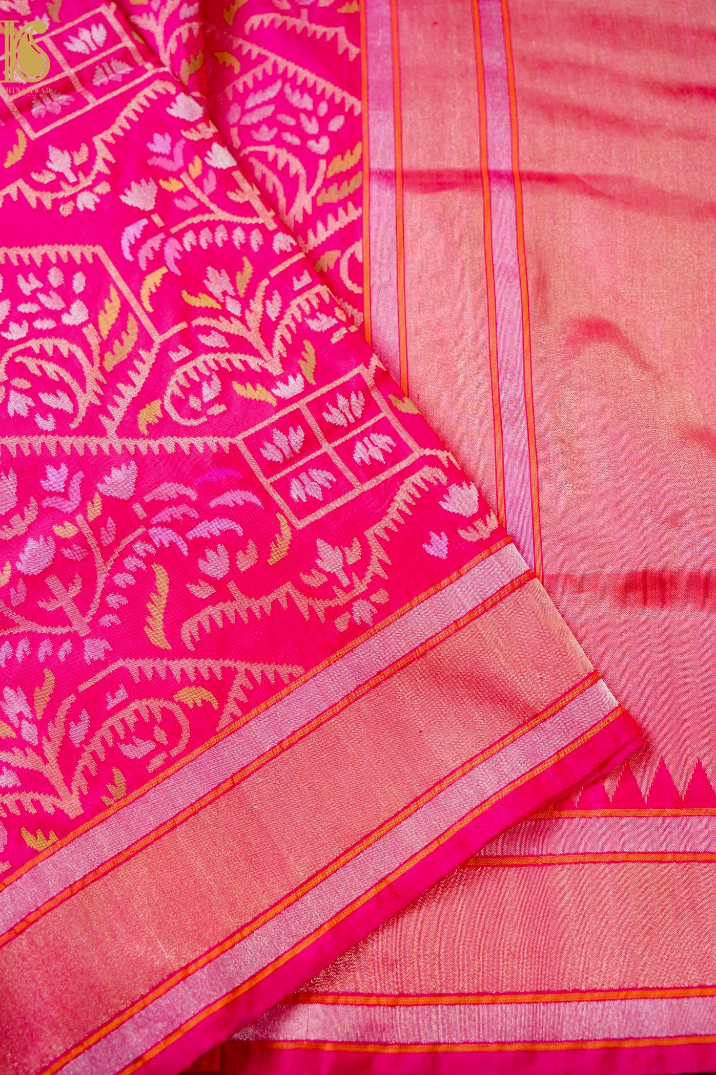 Handloom Banarasi Silk Real Silver Zari Jamdani Saree