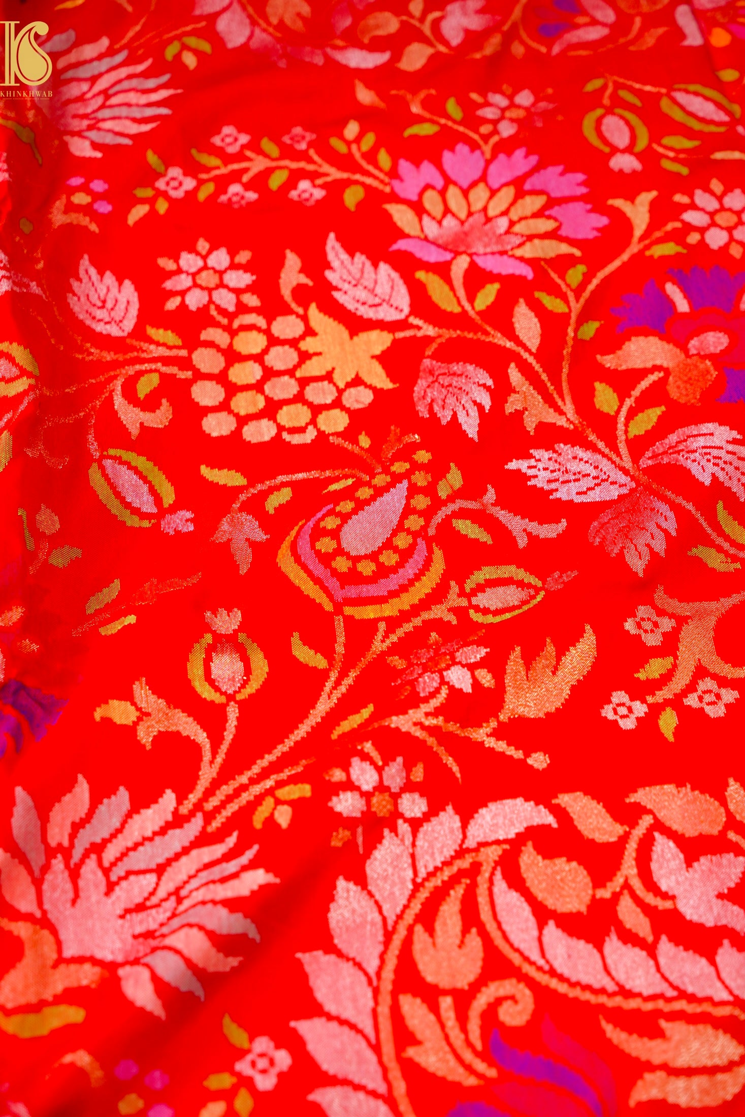 Rakhtambari Handloom Banarasi Silk Real Silver Zari Jamdani Saree