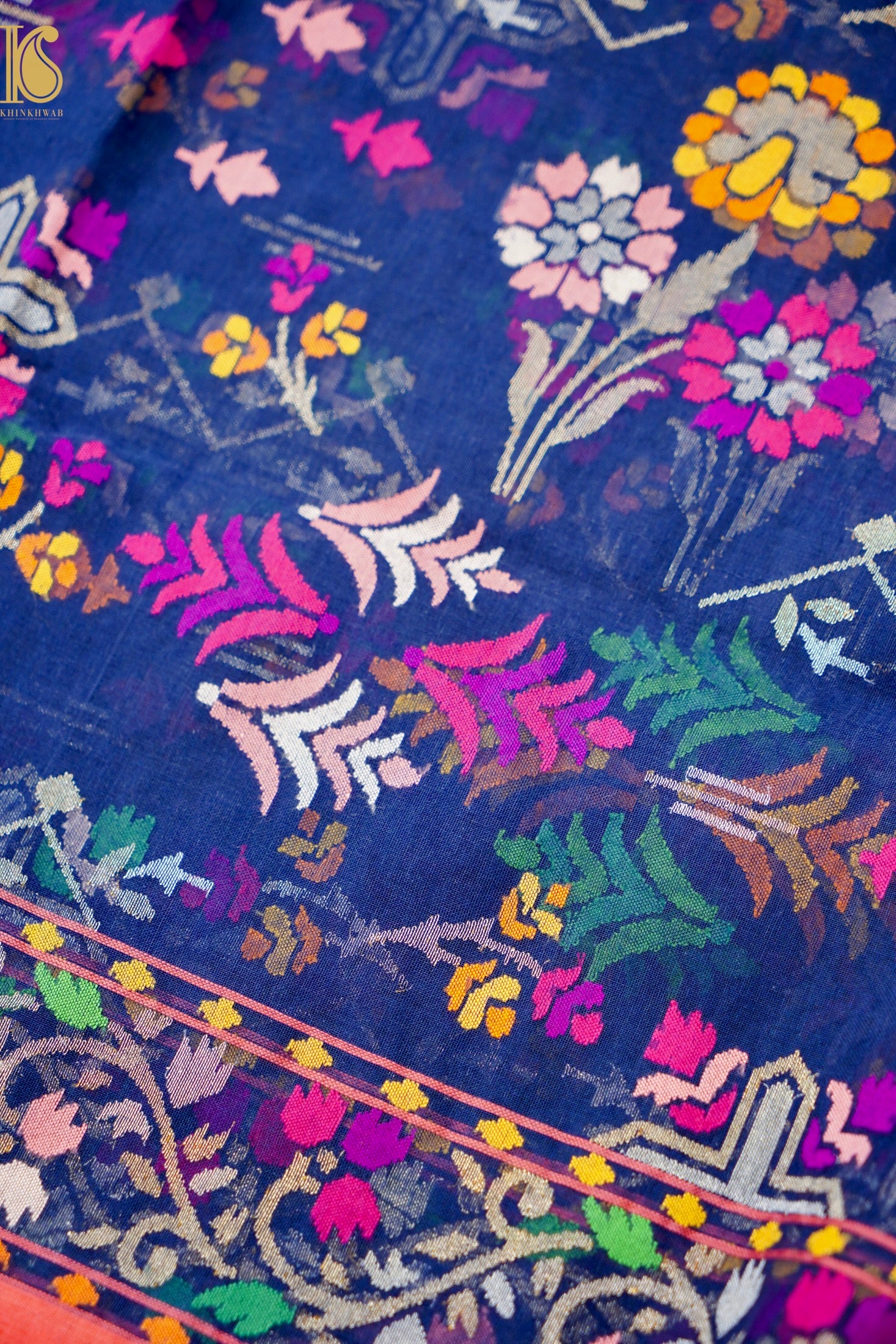 Neelambari Handloom Banarasi Real Silver Zari Cotton Saree