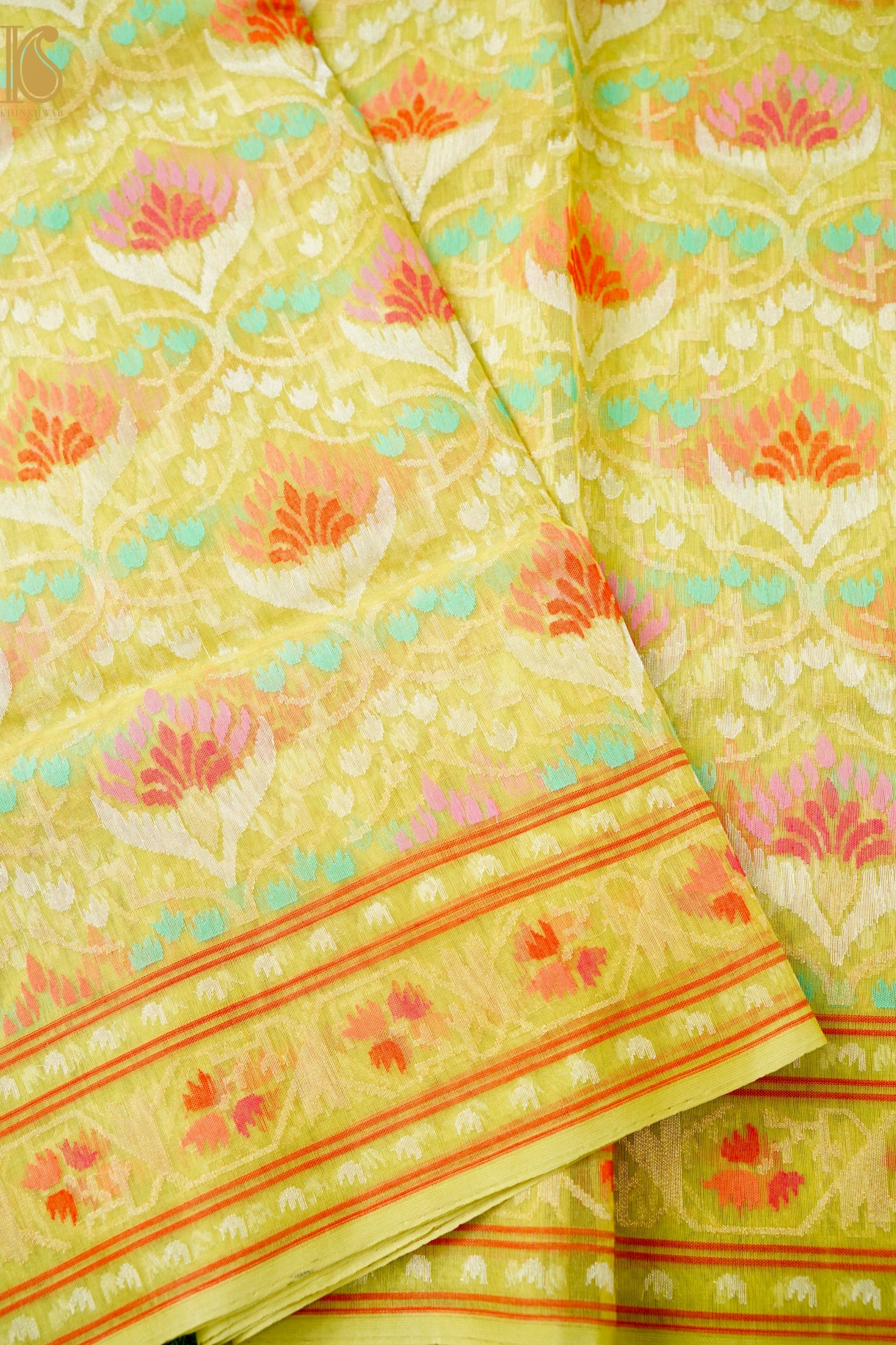 Handloom Banarasi Real Silver Zari Kora by Cotton Saree