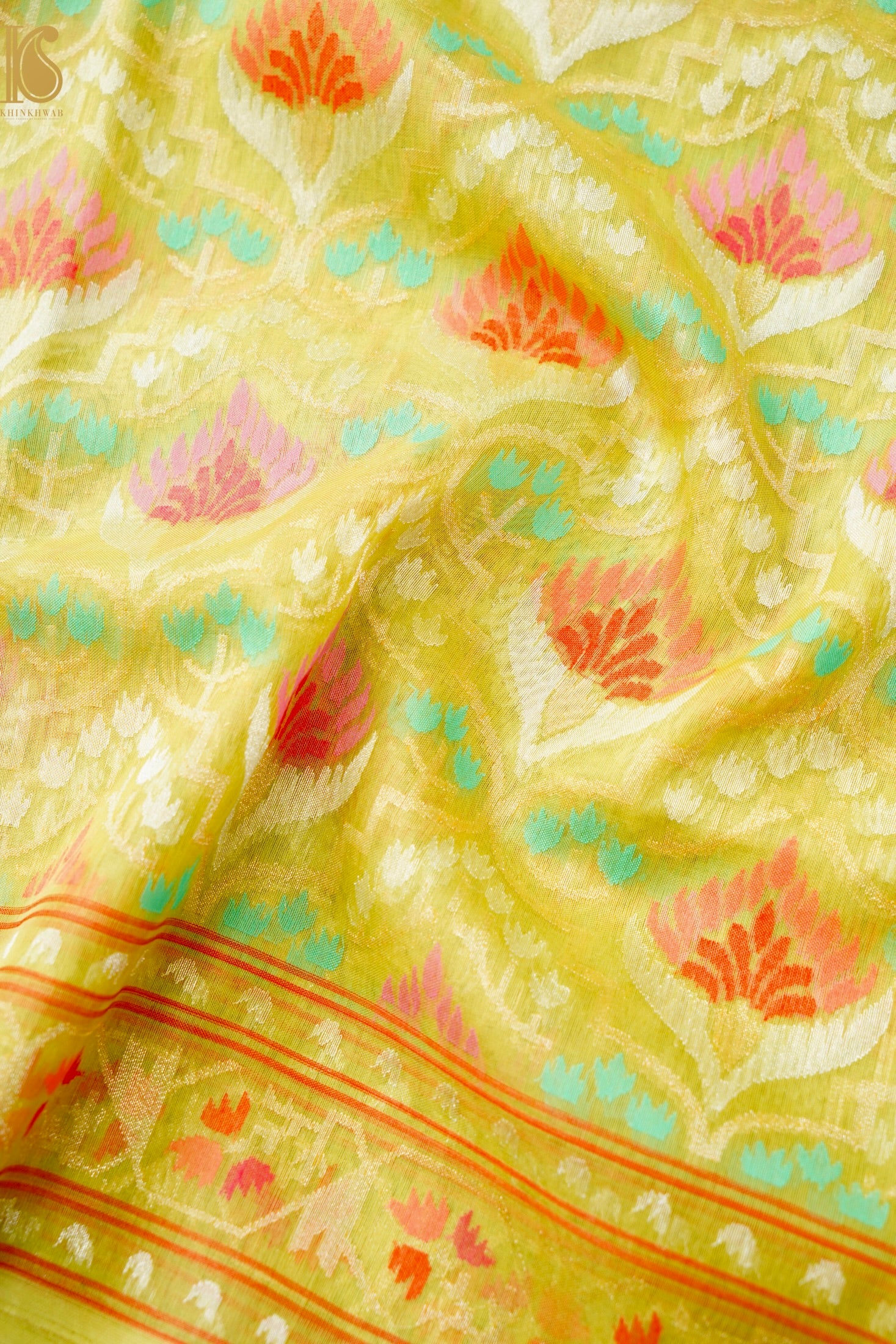 Handloom Banarasi Real Silver Zari Kora by Cotton Saree