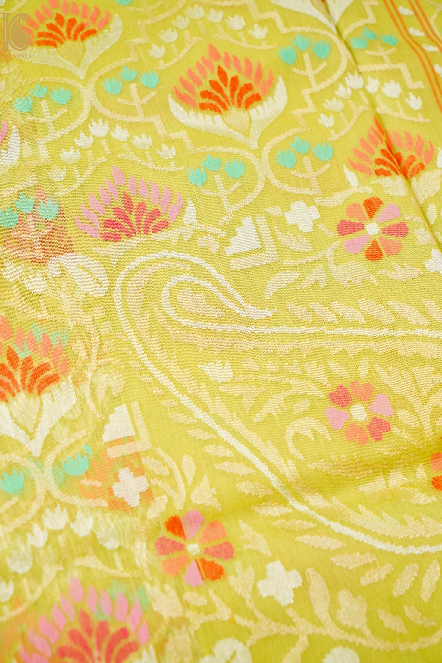 Handloom Banarasi Real Silver Zari Kora by Cotton Saree