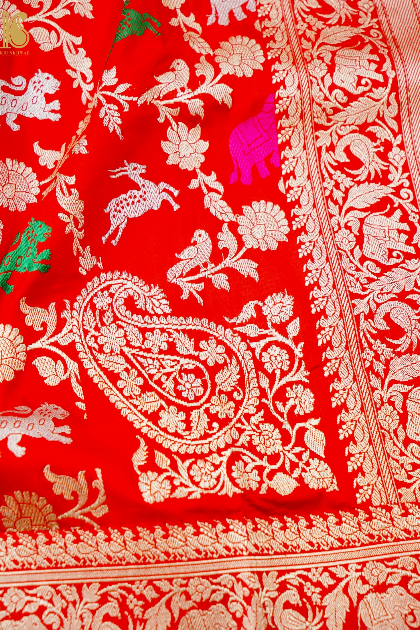 Handwoven Banarasi Katan Silk Kadwa Shikargah Saree