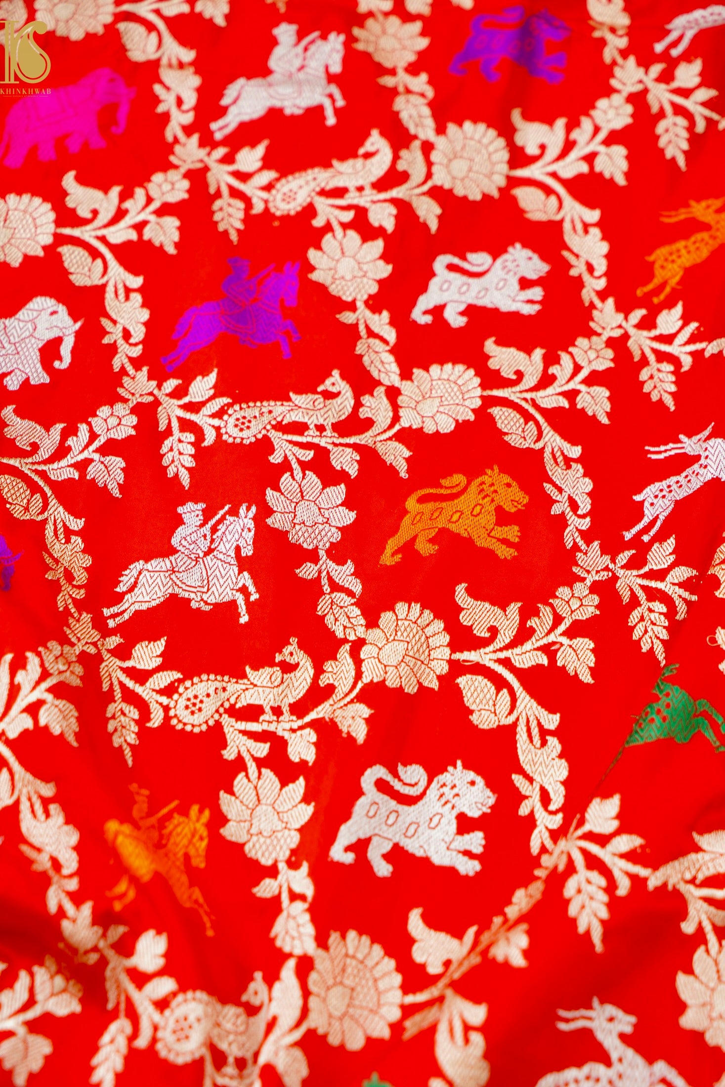 Handwoven Banarasi Katan Silk Kadwa Shikargah Saree