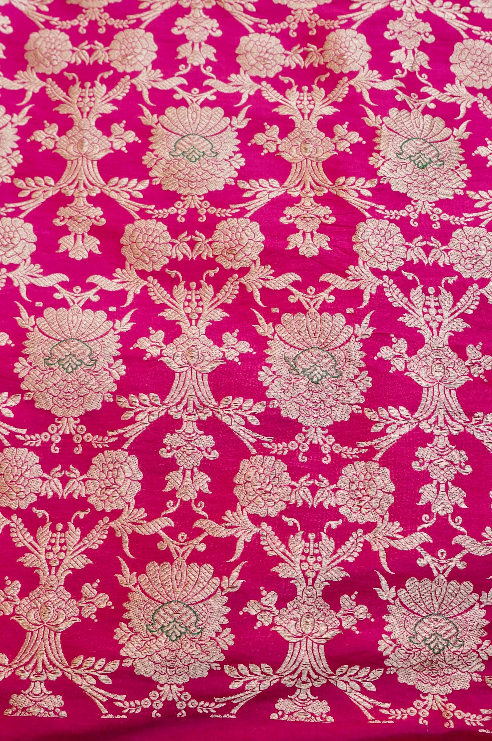 Pure Brocade Banarasi Mehraab Fabric in Pink - Khinkhwab