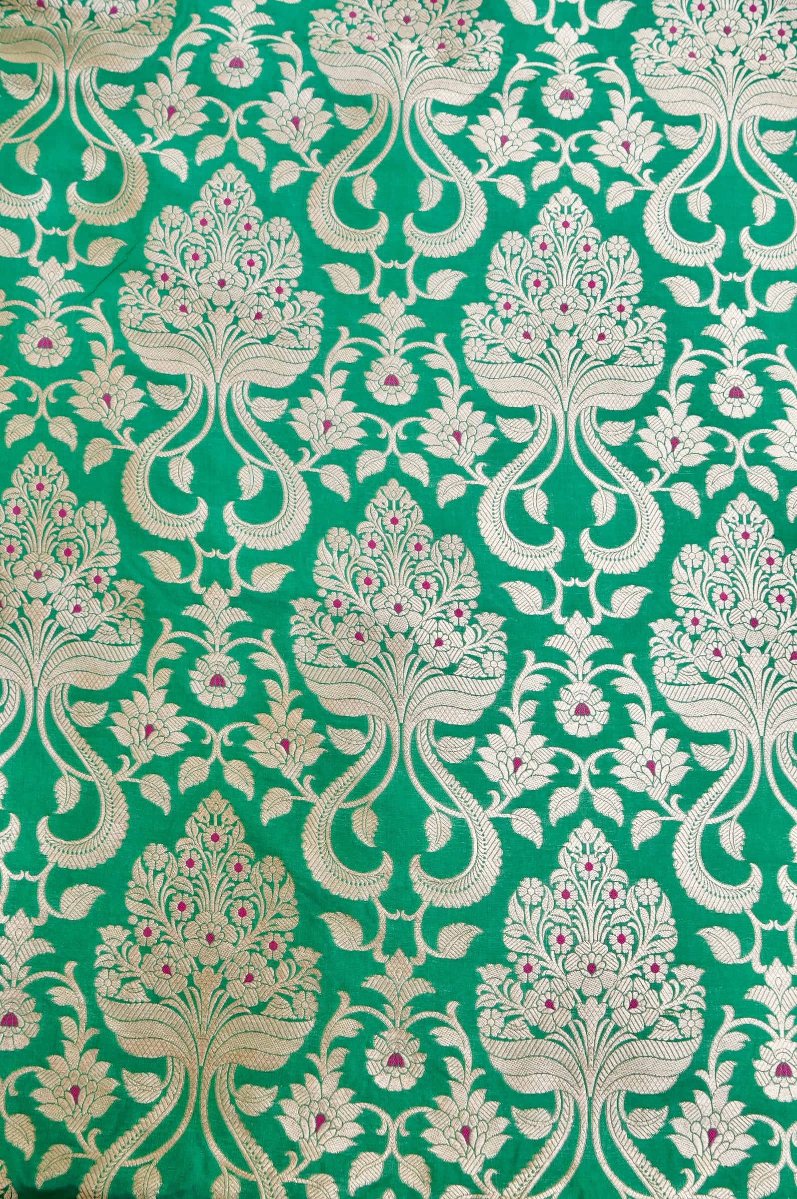 Pure Brocade Banarasi Guldaan Fabric in Green - Khinkhwab