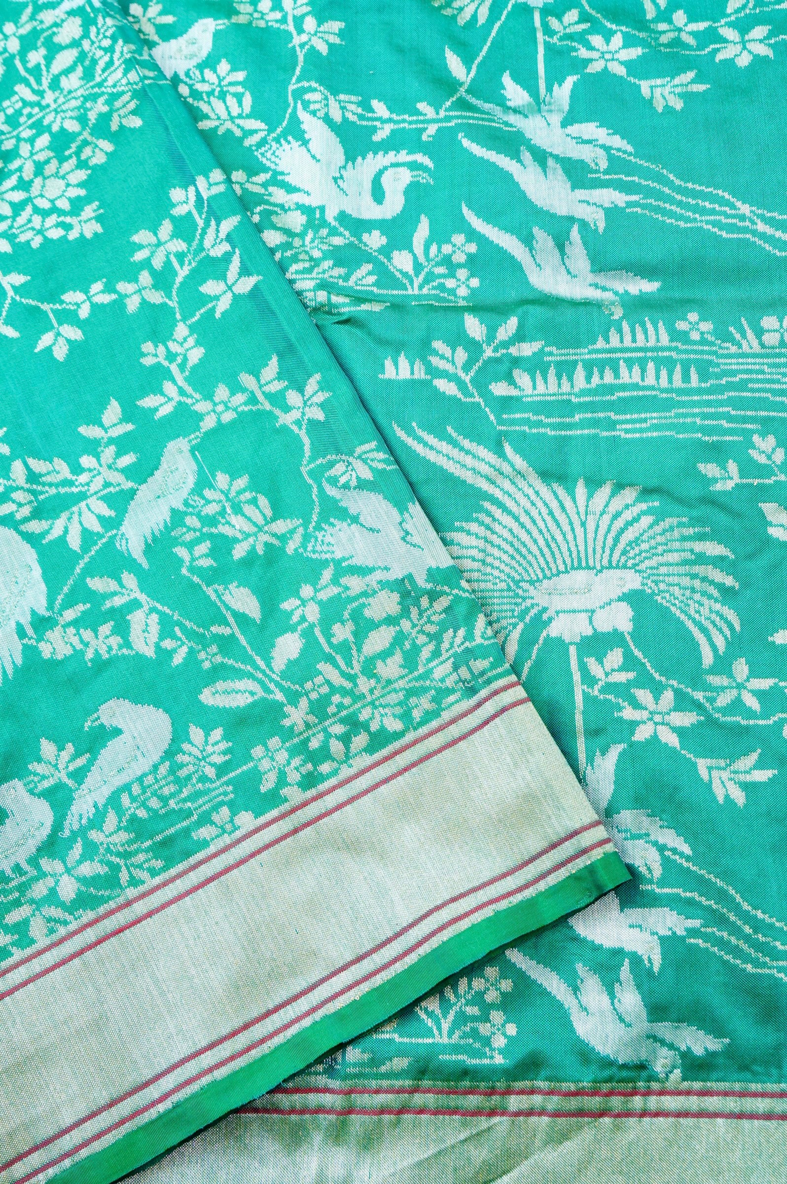 Handloom Pure Katan Silk Big Birds Banarasi Saree