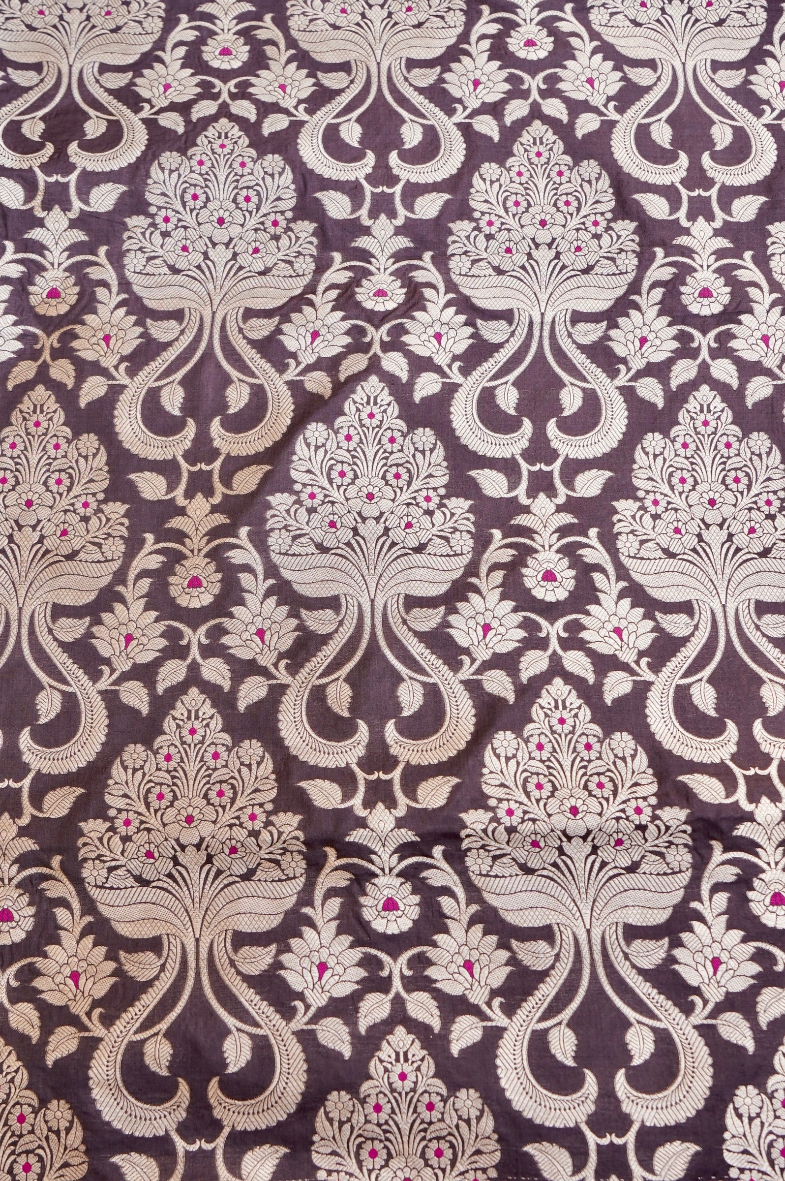 Pure Brocade Banarasi Guldaan Fabric in Brown - Khinkhwab