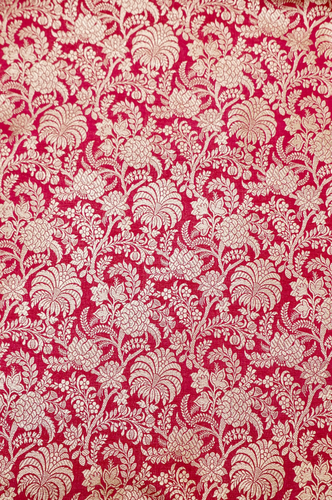 Pure Brocade Banarasi Palm Jaal Fabric in Pink - Khinkhwab