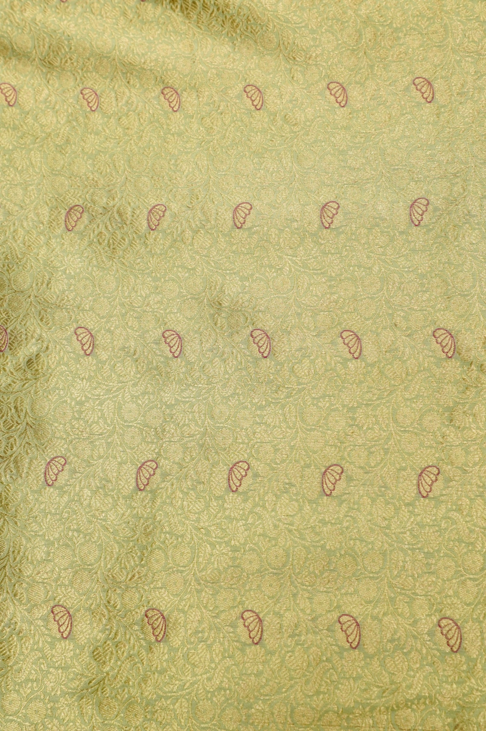 Pure Brocade Banarasi Bud Jaal Fabric in Green - Khinkhwab