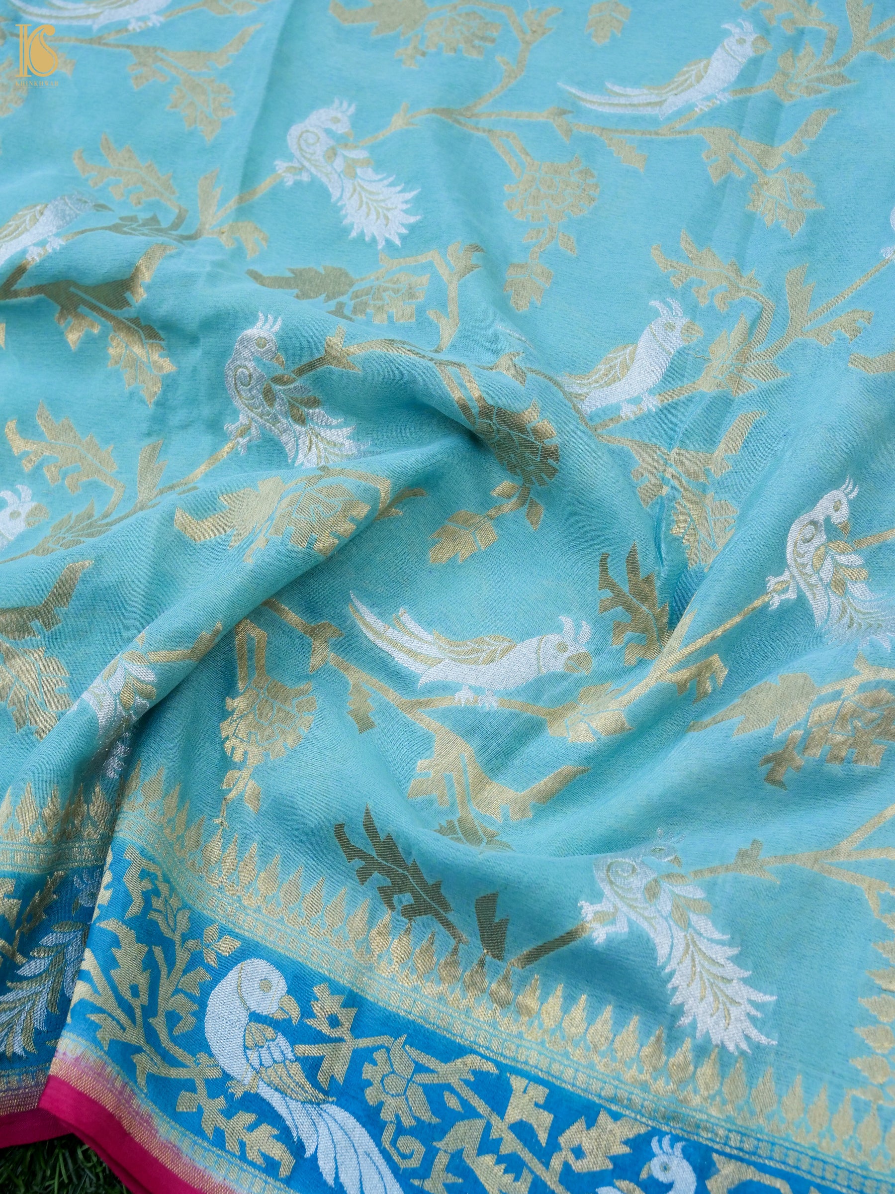 Banarasi Georgette Birds Dupatta in Blue