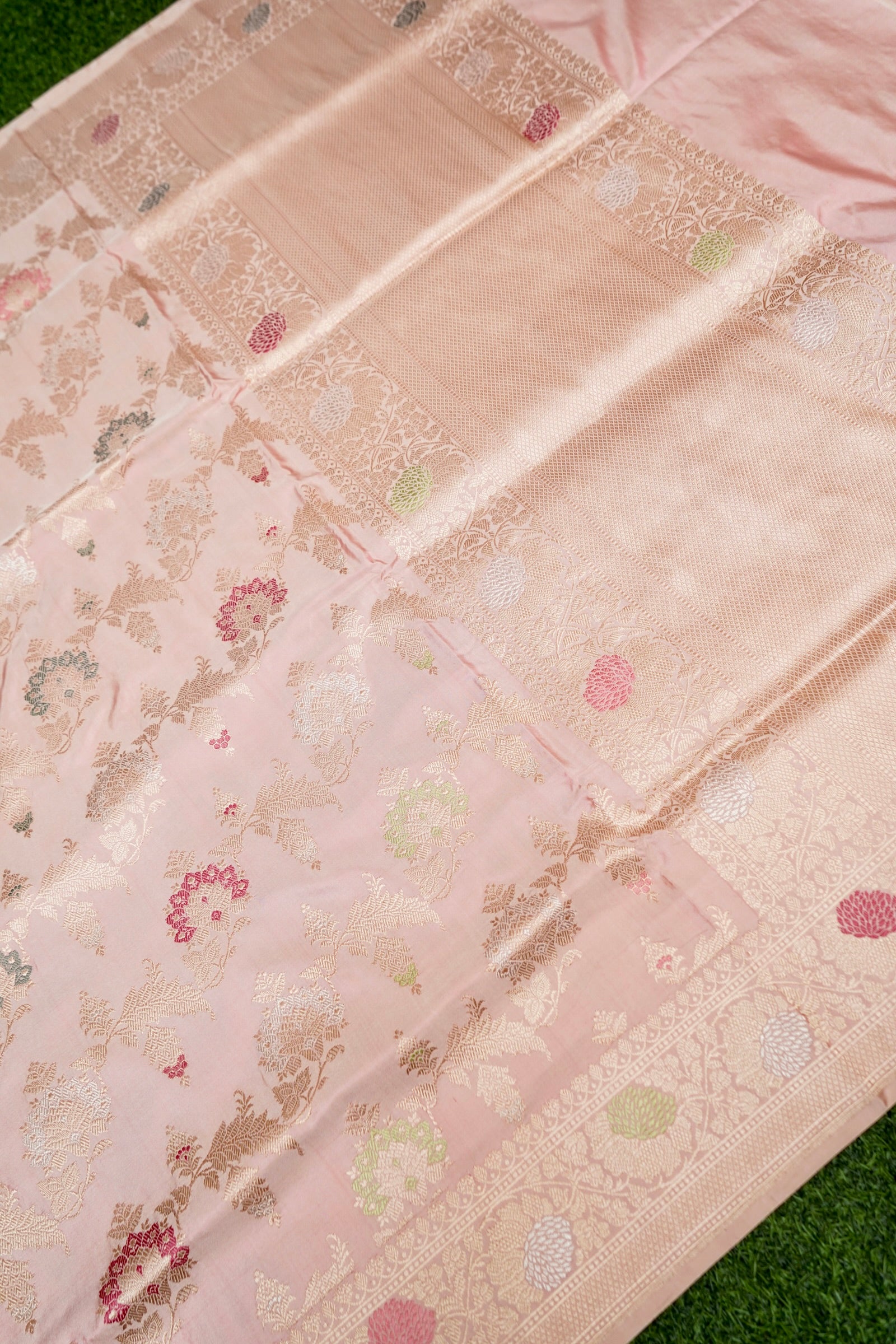 Banarasi Katan Silk Kadwa Handloom Saree in Blush Pink - Khinkhwab