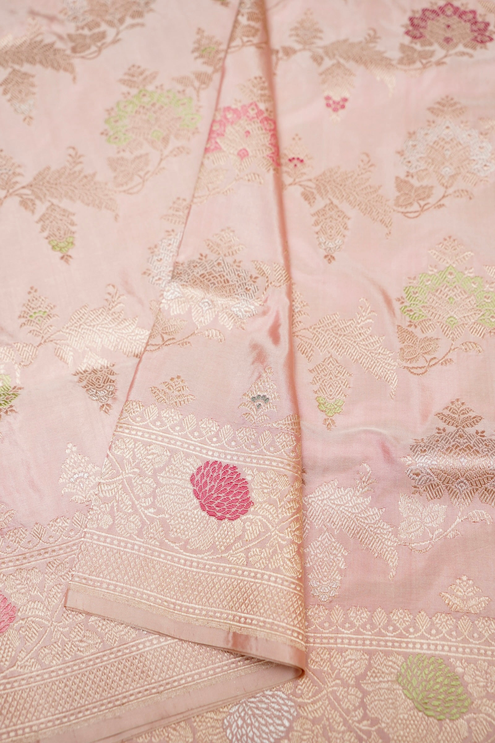 Banarasi Katan Silk Kadwa Handloom Saree in Blush Pink - Khinkhwab