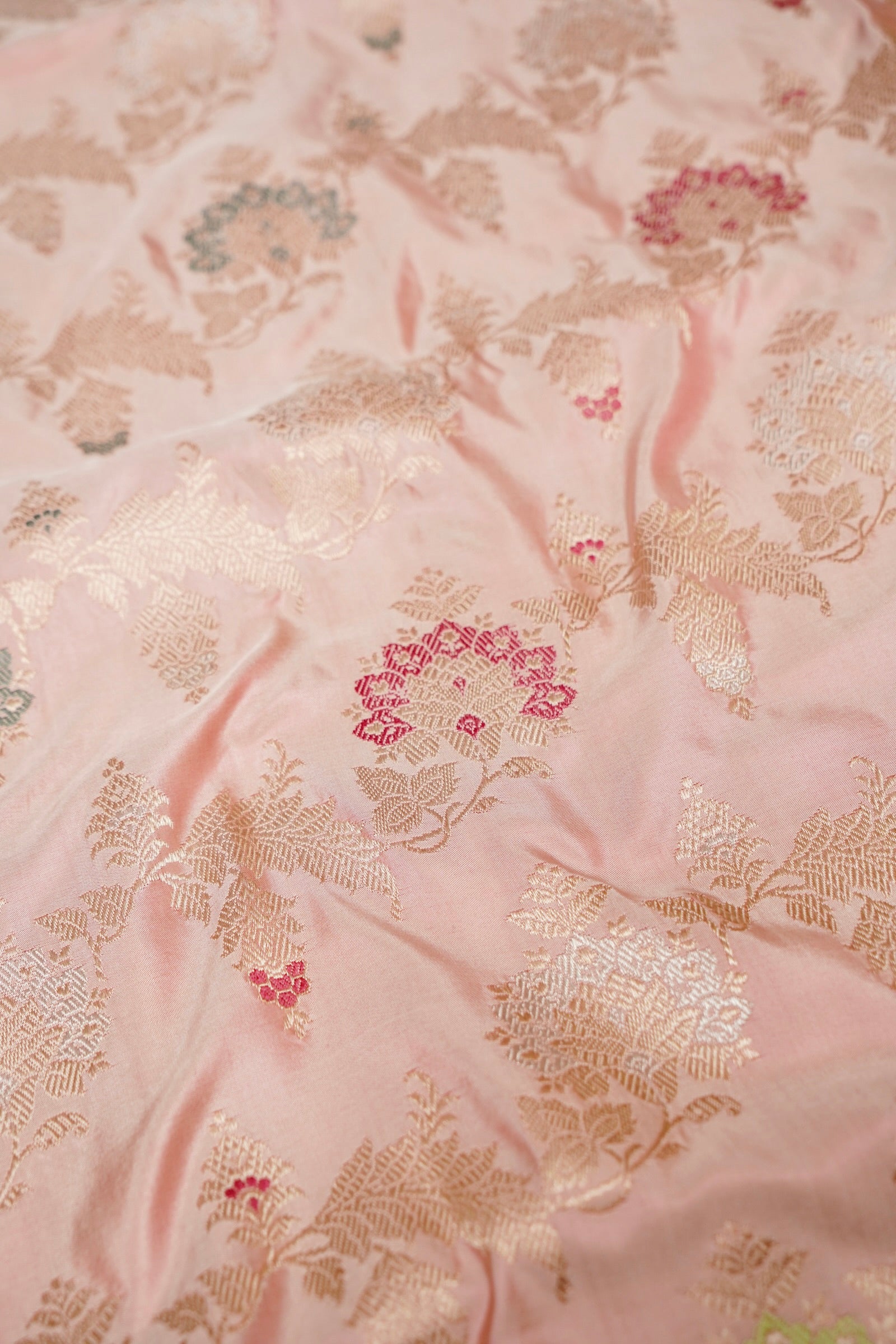 Banarasi Katan Silk Kadwa Handloom Saree in Blush Pink - Khinkhwab