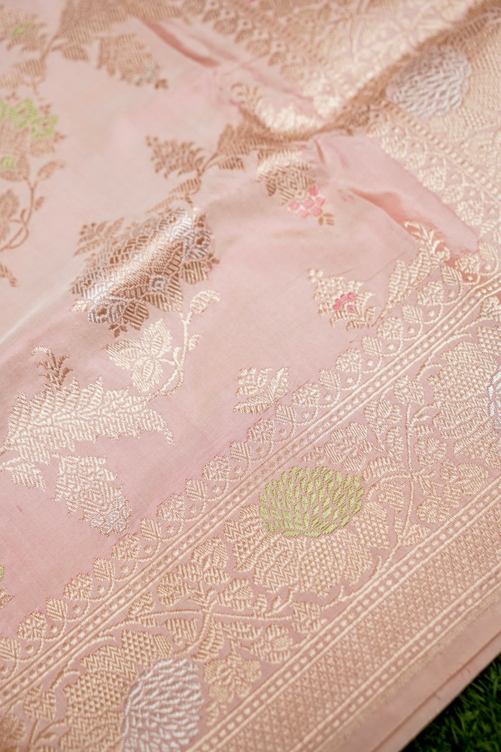 Banarasi Katan Silk Kadwa Handloom Saree in Blush Pink - Khinkhwab