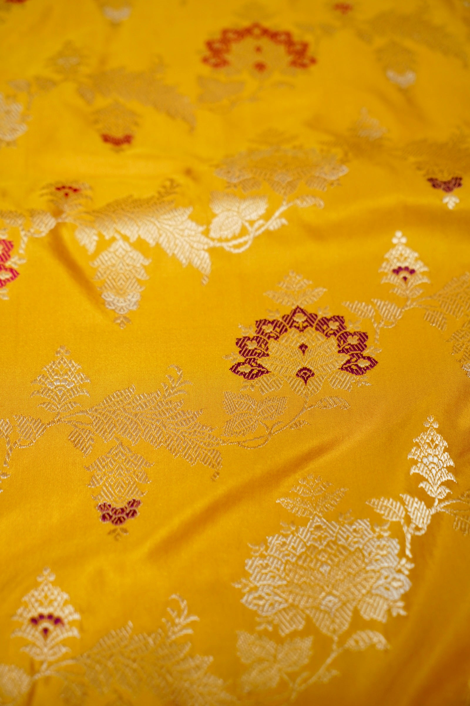 Banarasi Katan Silk Kadwa Handloom Saree in Mustard - Khinkhwab