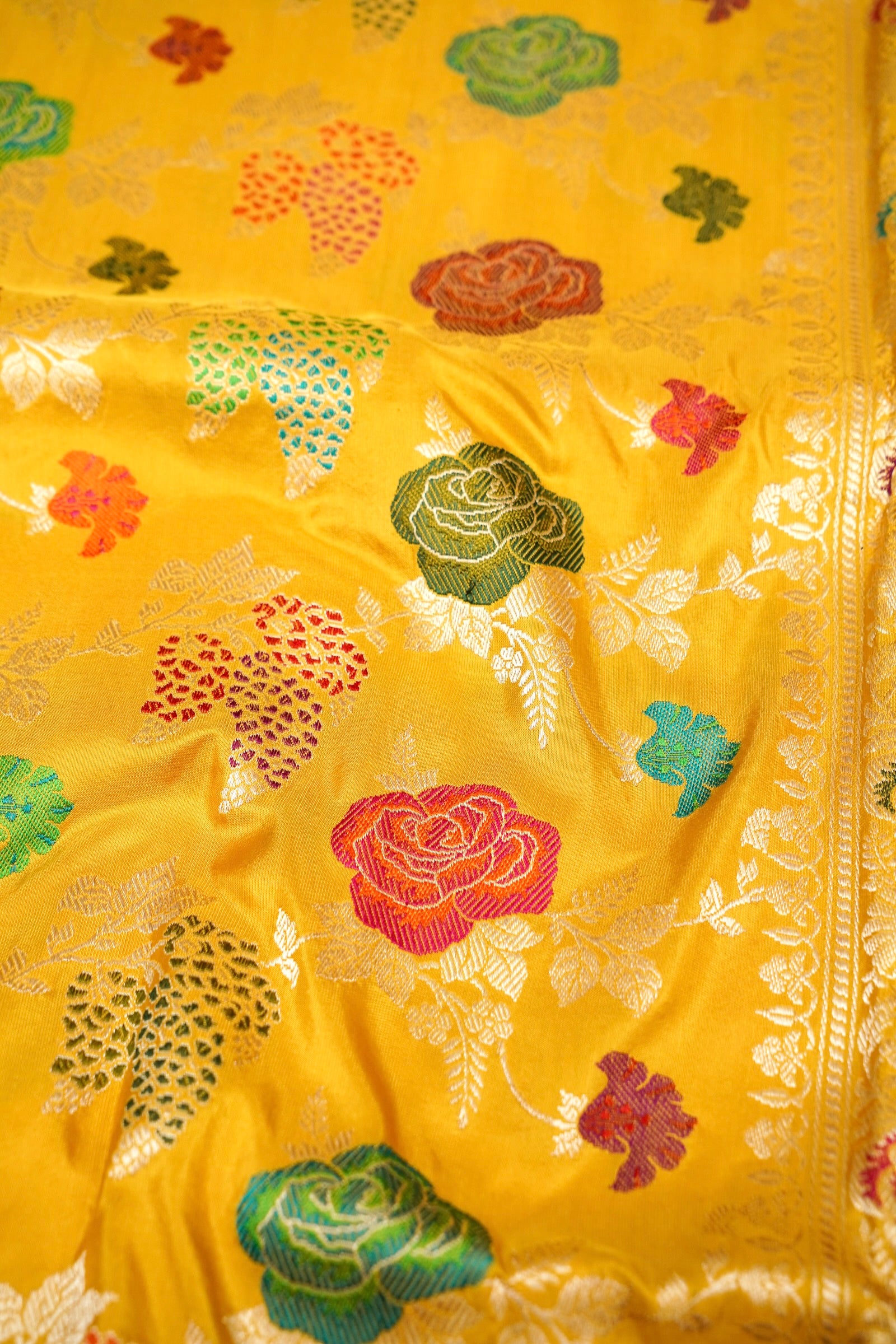 Banarasi Katan Silk Kadwa Handloom Saree in Mustard - Khinkhwab