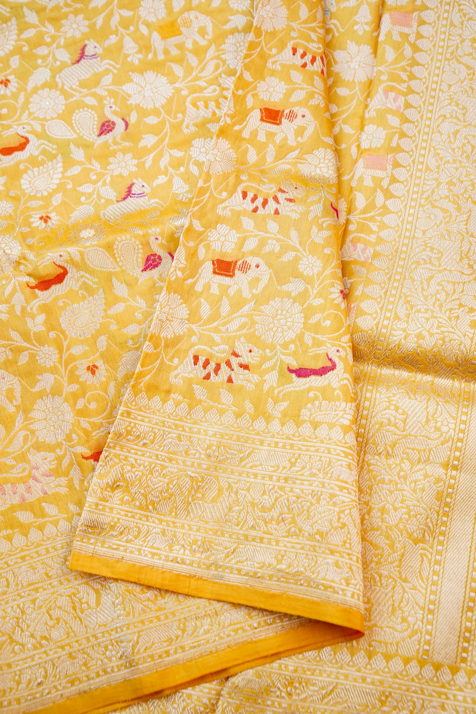 Handwoven Banarasi Katan Silk Shikargah Dupatta