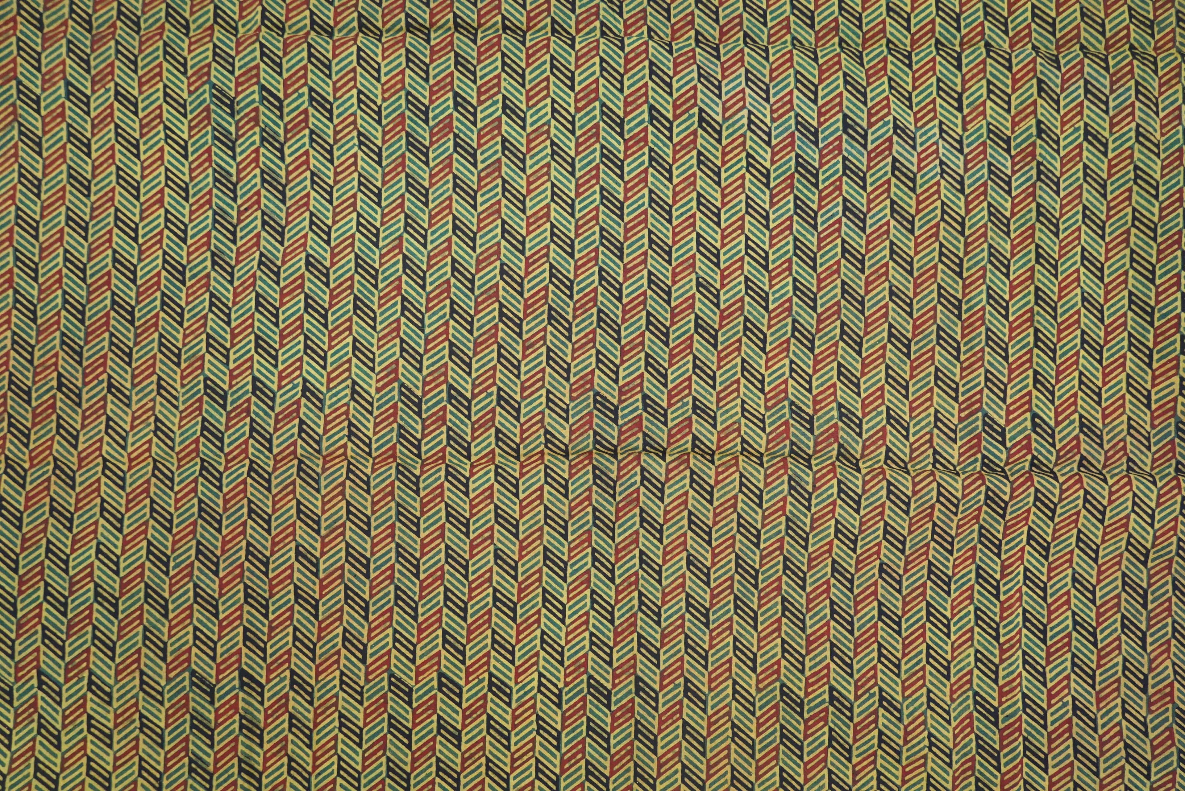 Mustard Hand Block Ajrakh Cotton Fabric