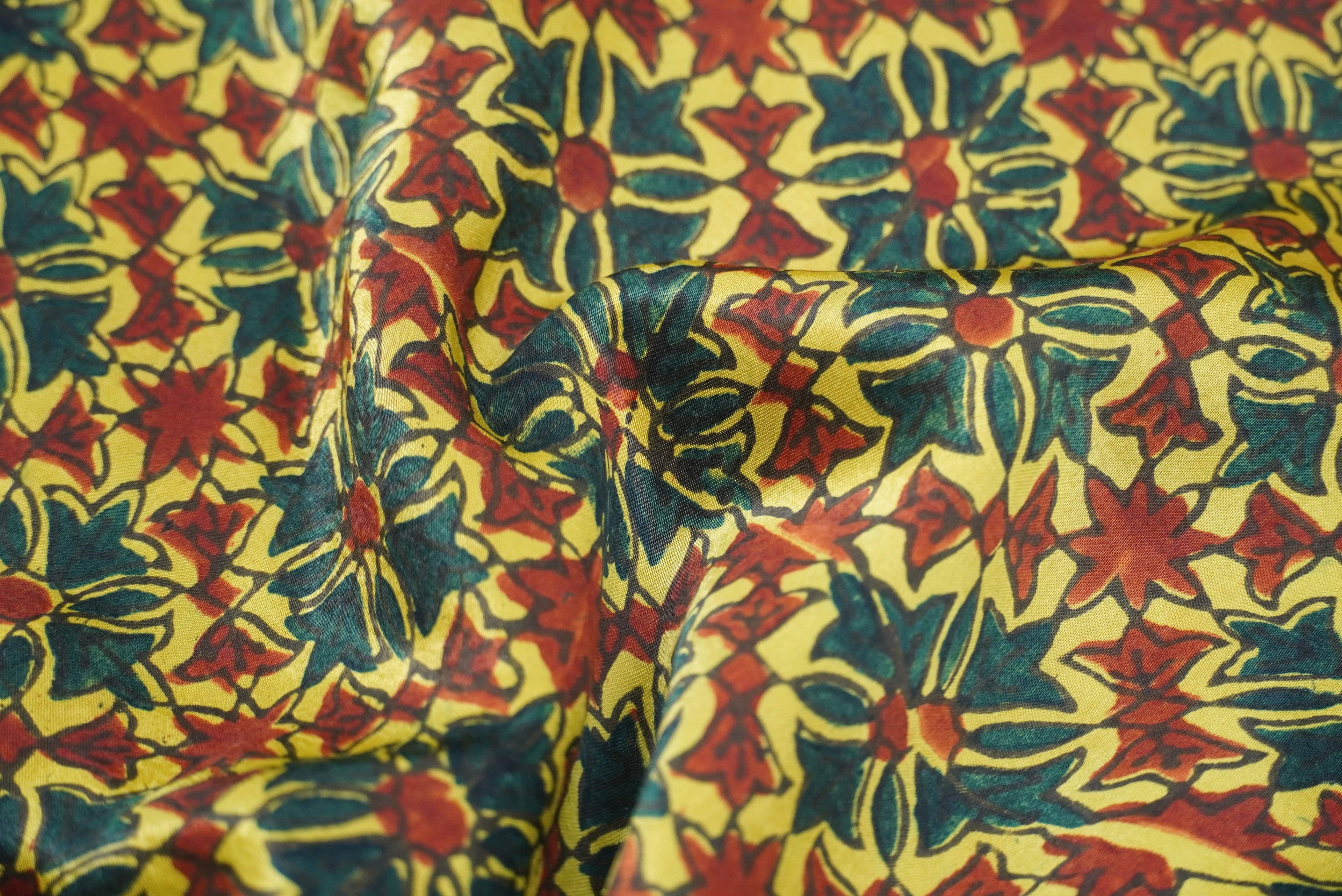 Hand Block Ajrakh Modal Silk Fabric