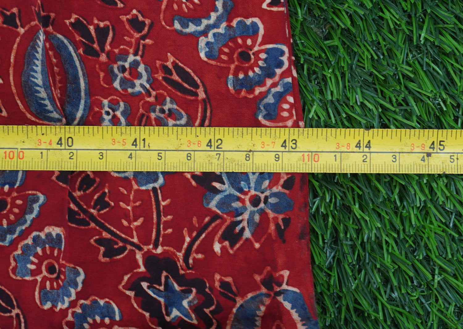 Red Hand Block Ajrakh Modal Silk Fabric
