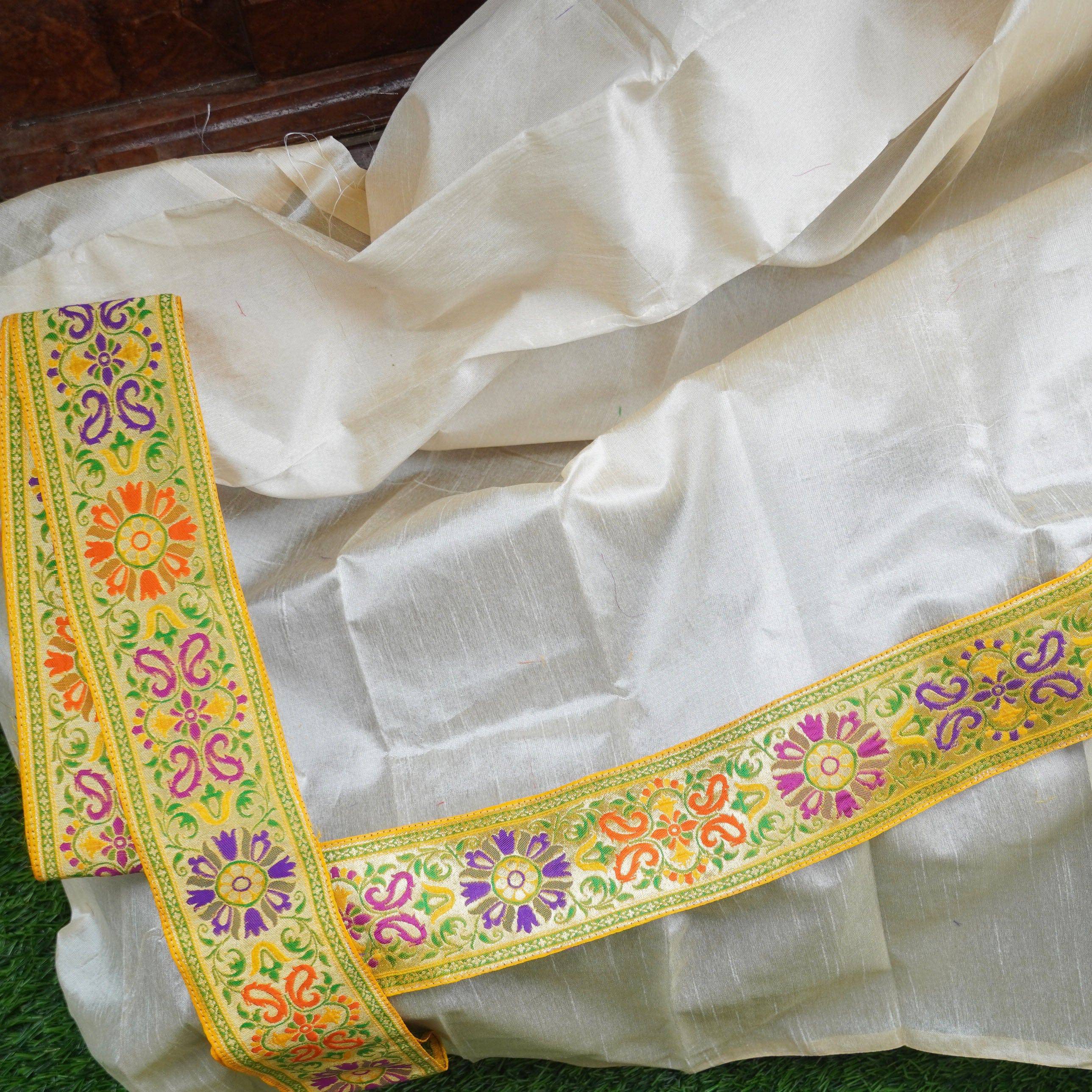 Banarasi Semi Silk Floral Border