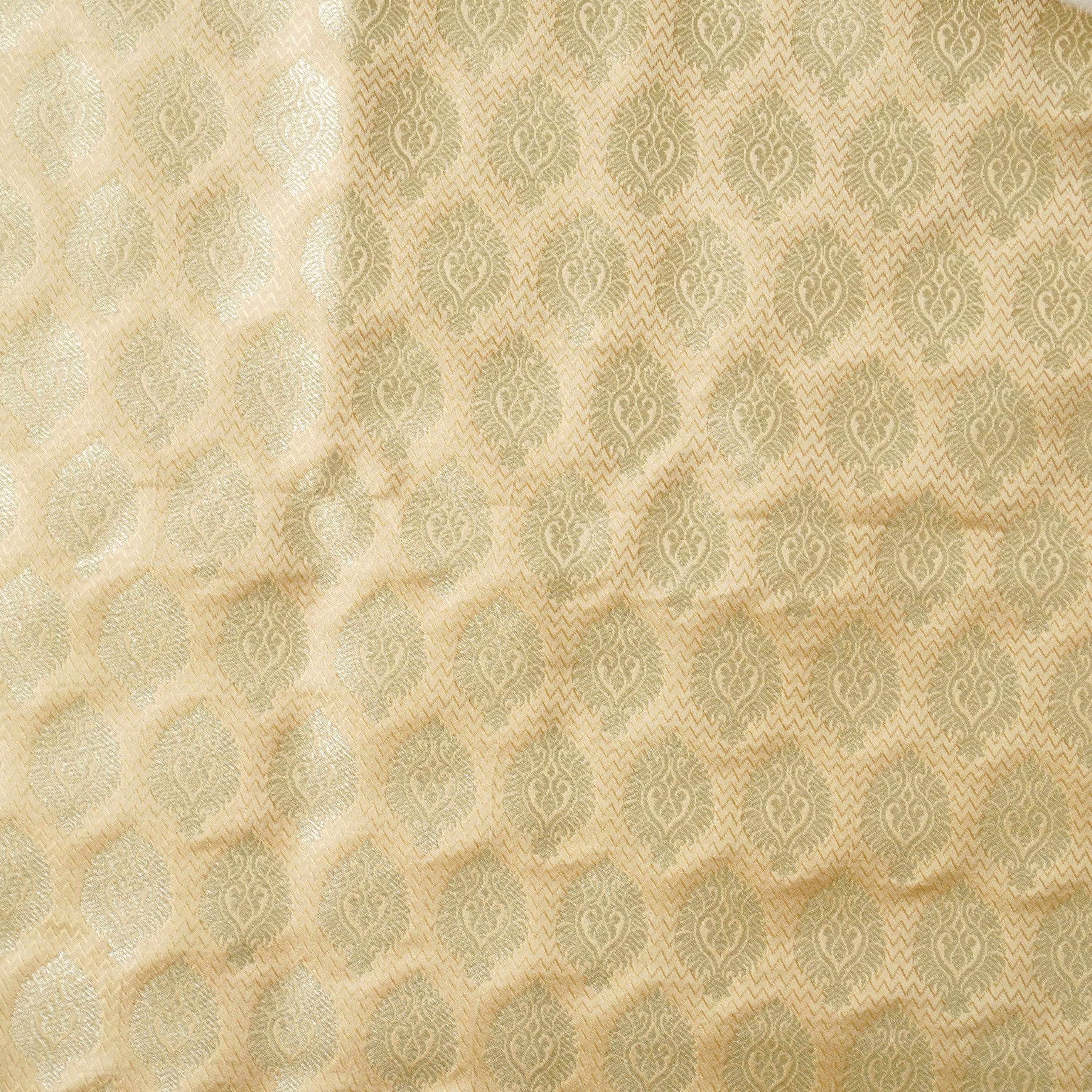 Beige Banarasi Semi Silk Fabric