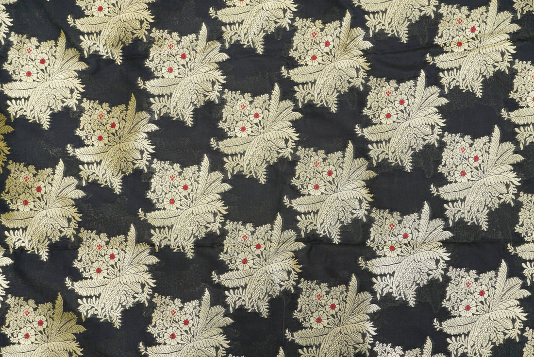 Black Banarasi Brocade Fabric