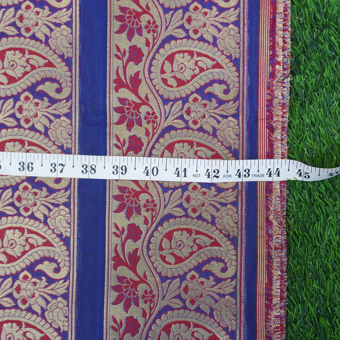 Blue Banarasi Semi Silk Border Fabric